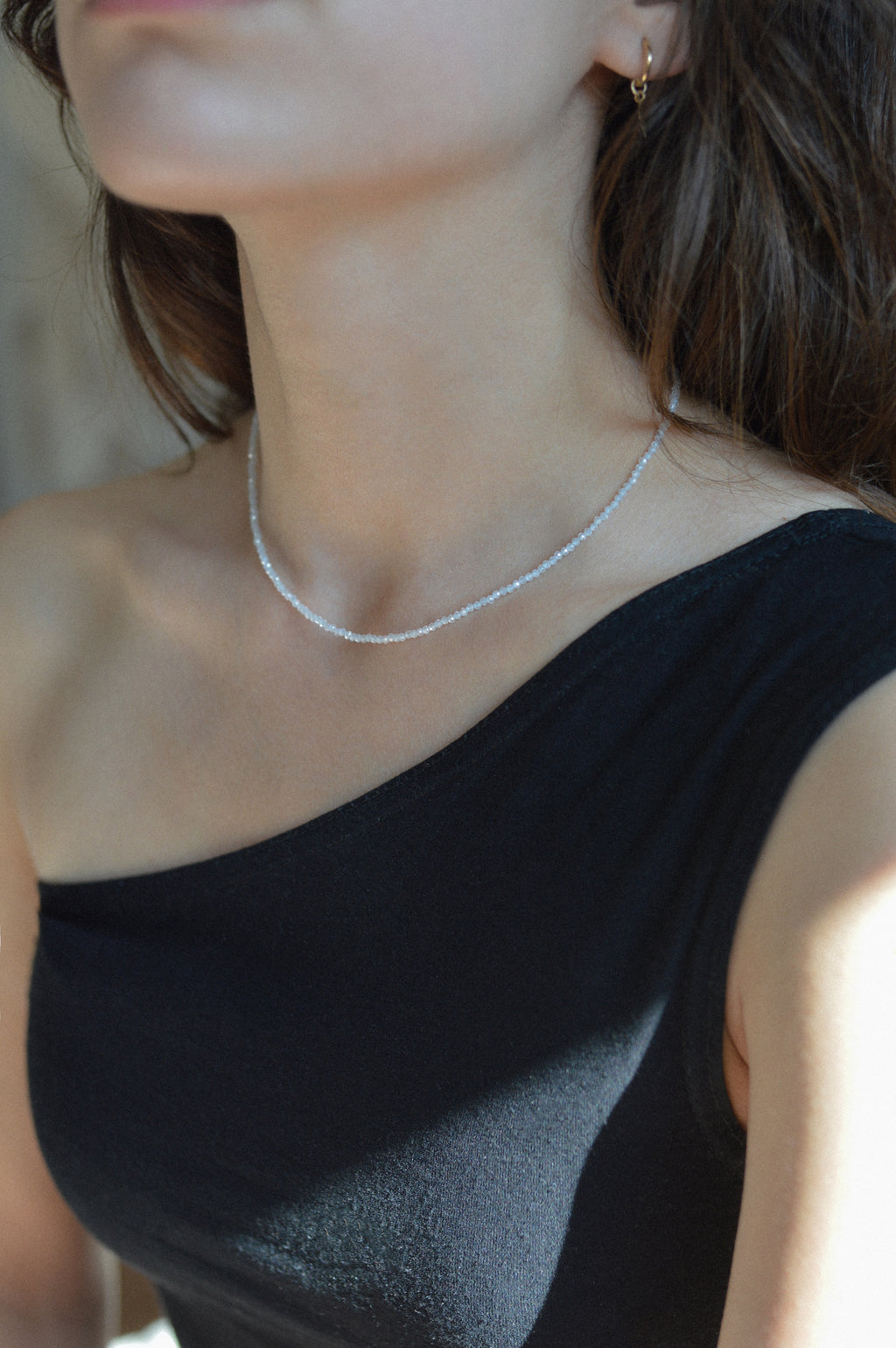 White Faceted Gemstone Bead Necklace