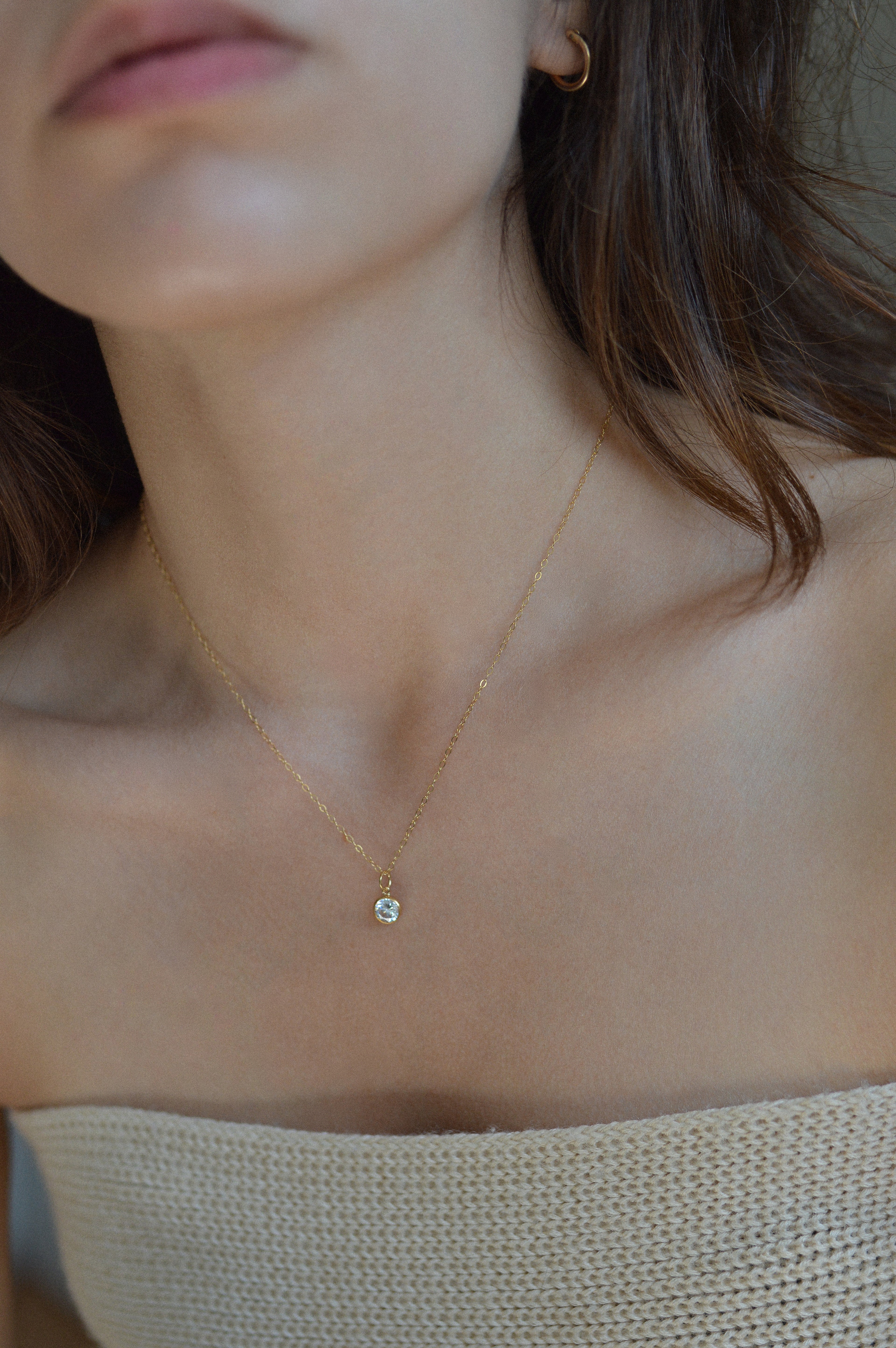 Cubic Zirconia Charm Necklace