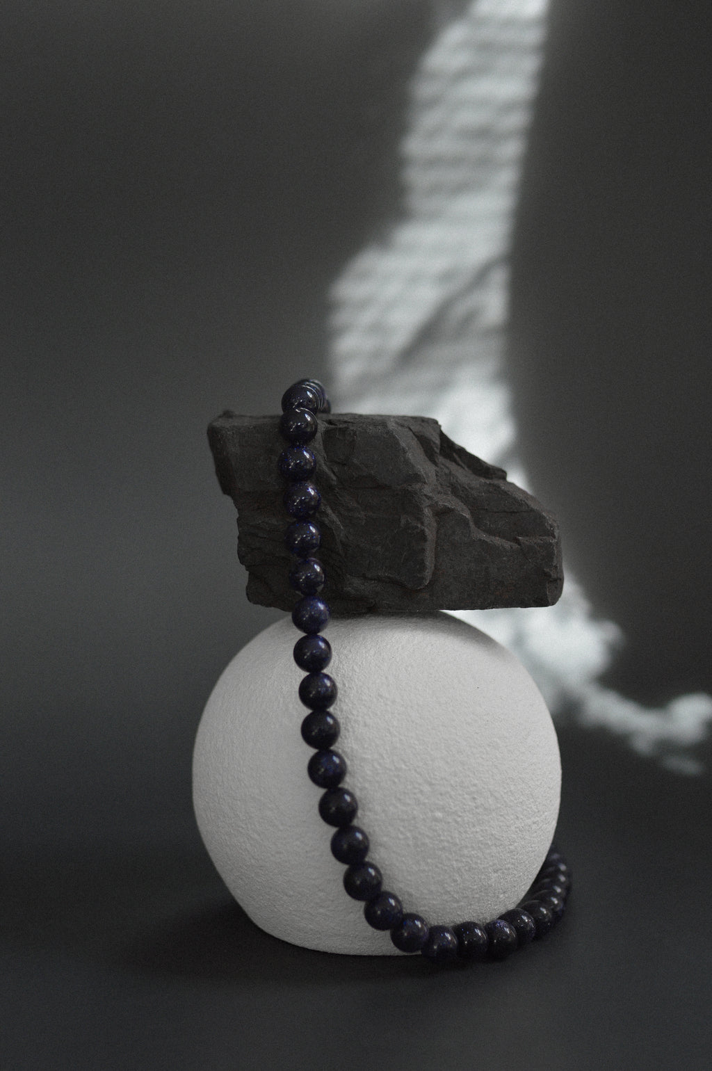 Navy Goldstone Gemstone Bead Necklace