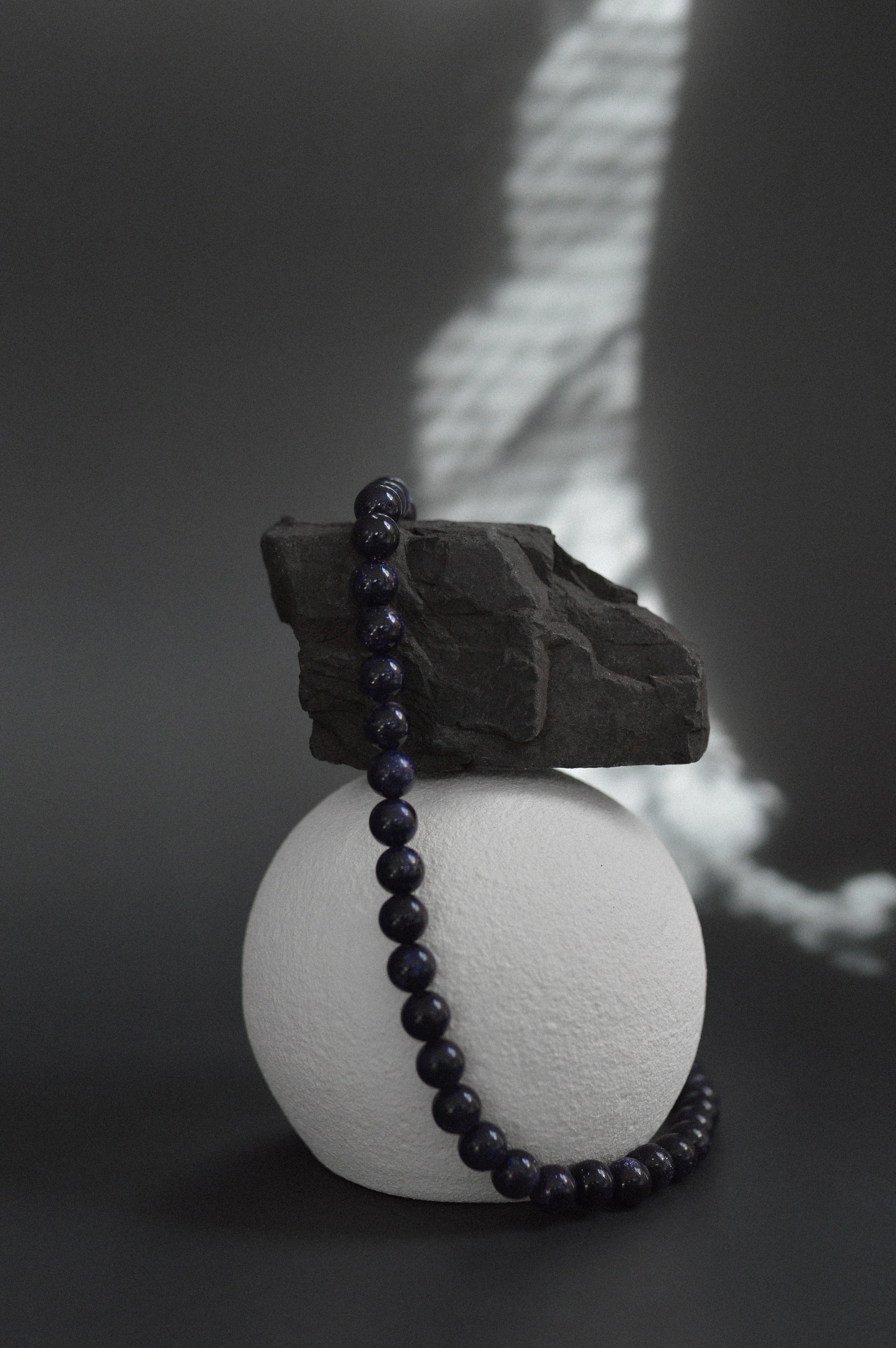 Navy Goldstone Gemstone Bead Necklace