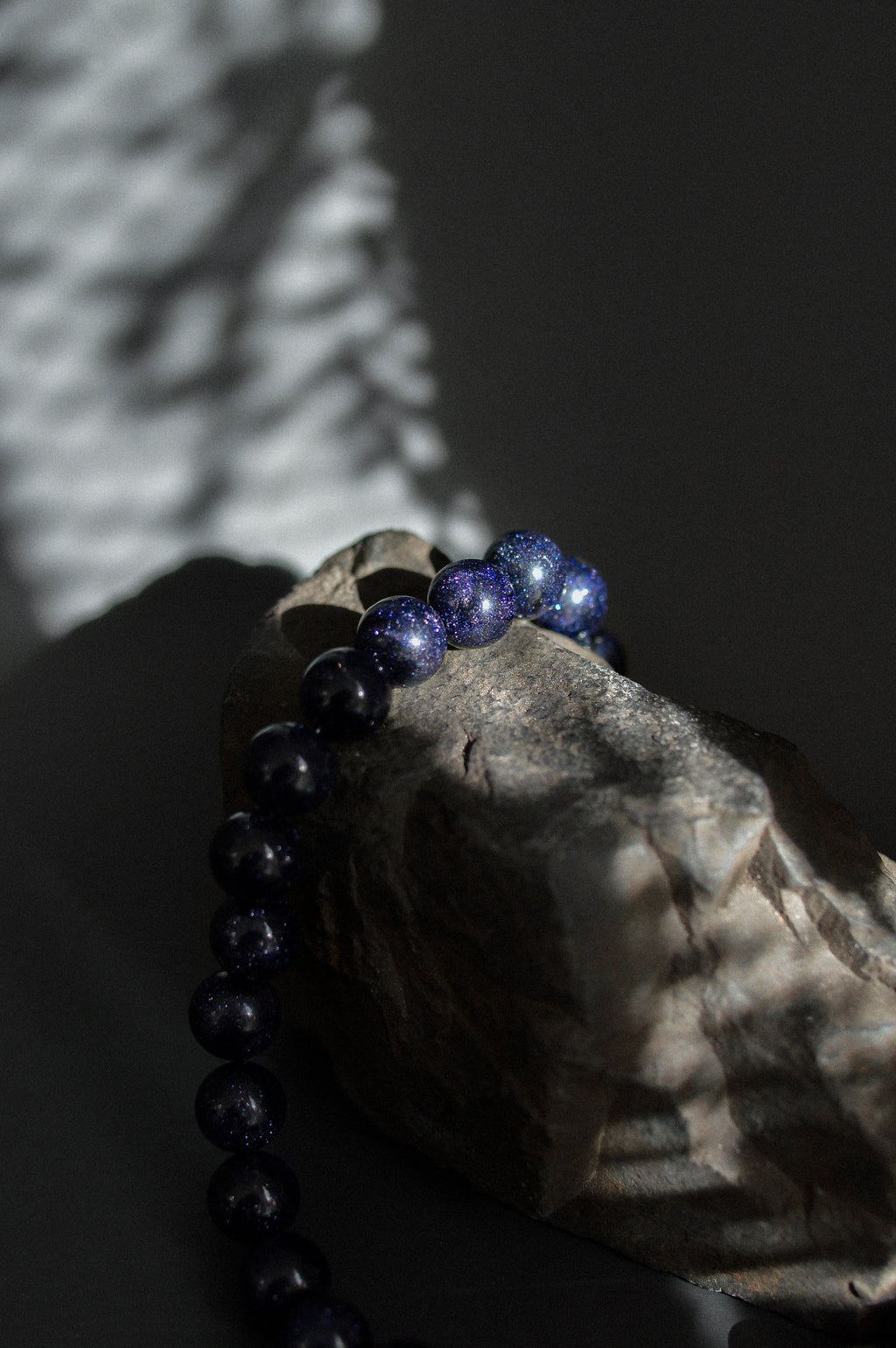 Navy Goldstone Gemstone Bead Necklace