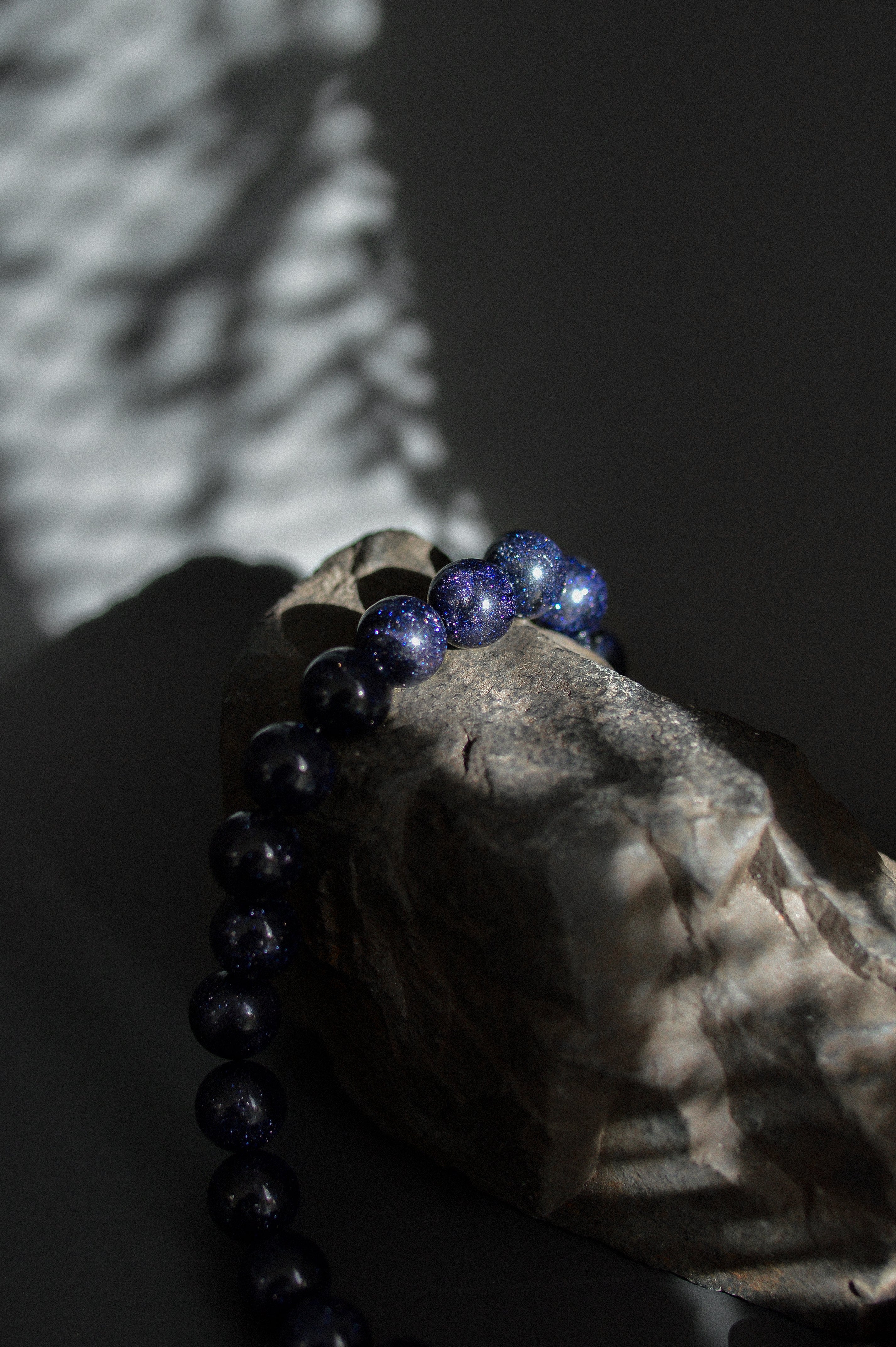 Navy Goldstone Gemstone Bead Necklace