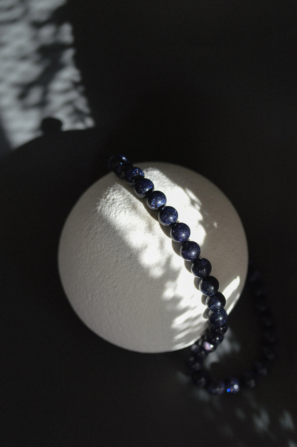 Navy Goldstone Gemstone Bead Necklace