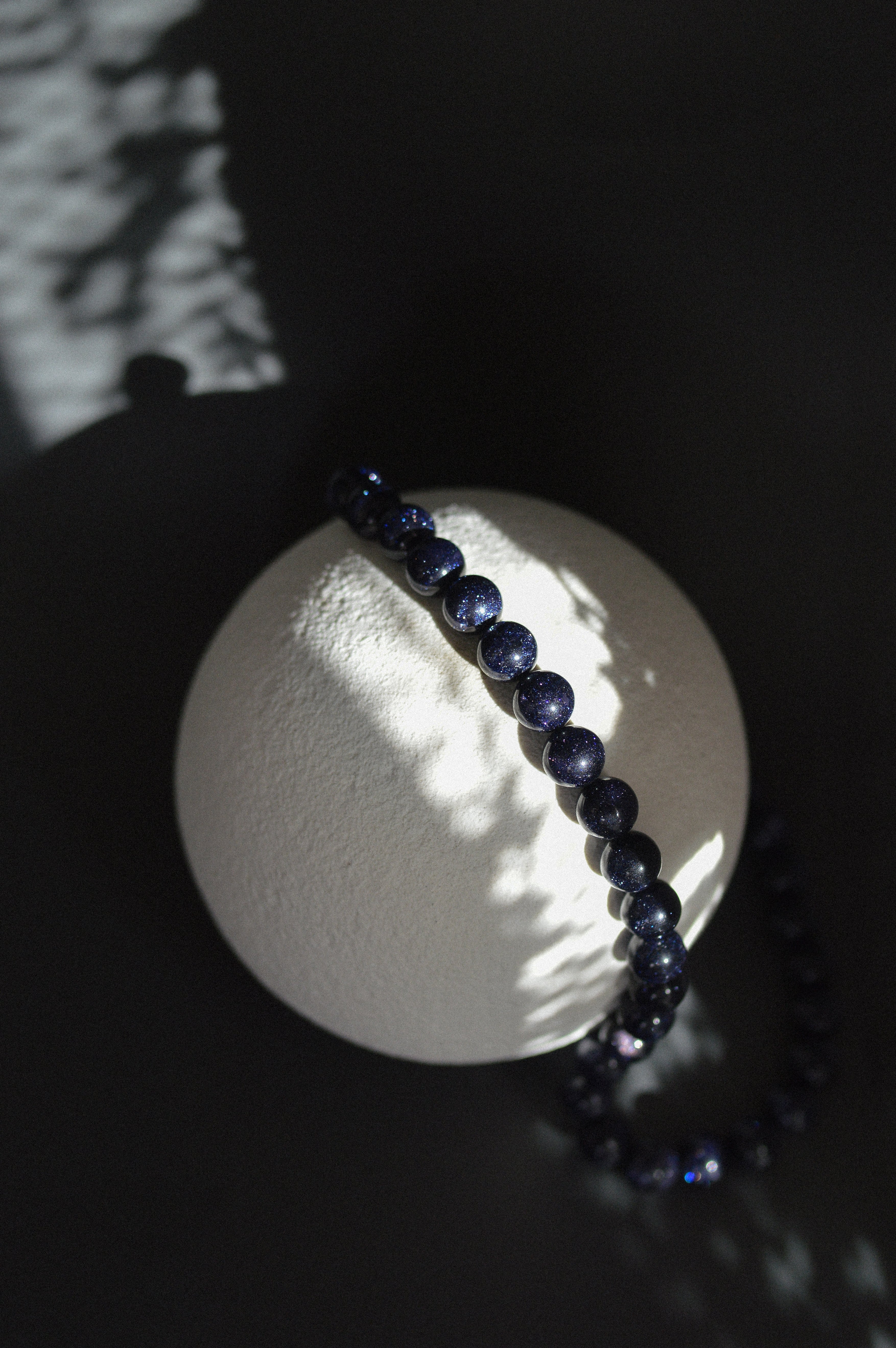 Navy Goldstone Gemstone Bead Necklace