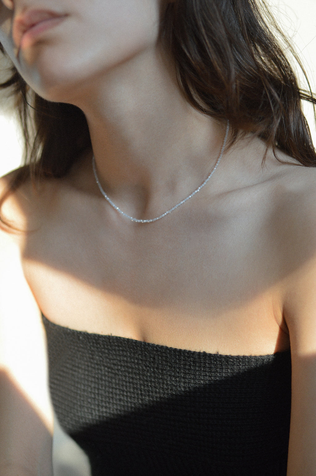 White Faceted Gemstone Bead Necklace