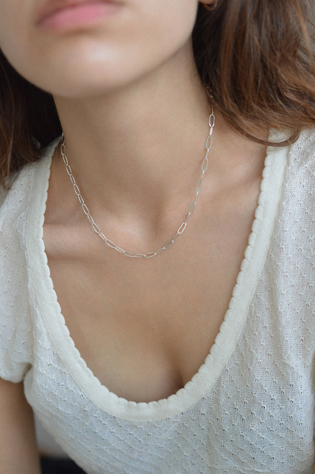 Paperclip Link Rectangle Necklace