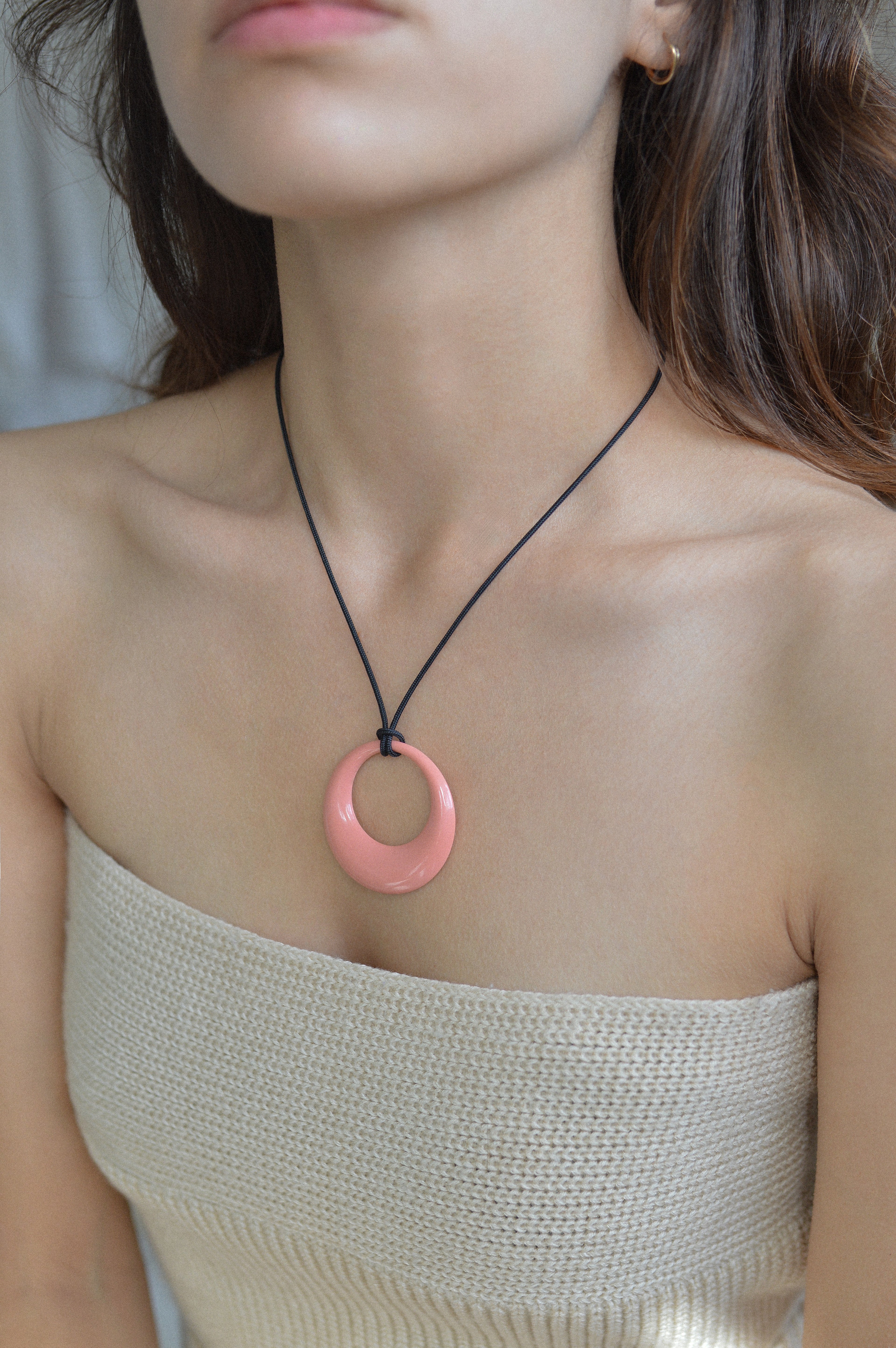 Pink Opaque Resin Pendant Necklace