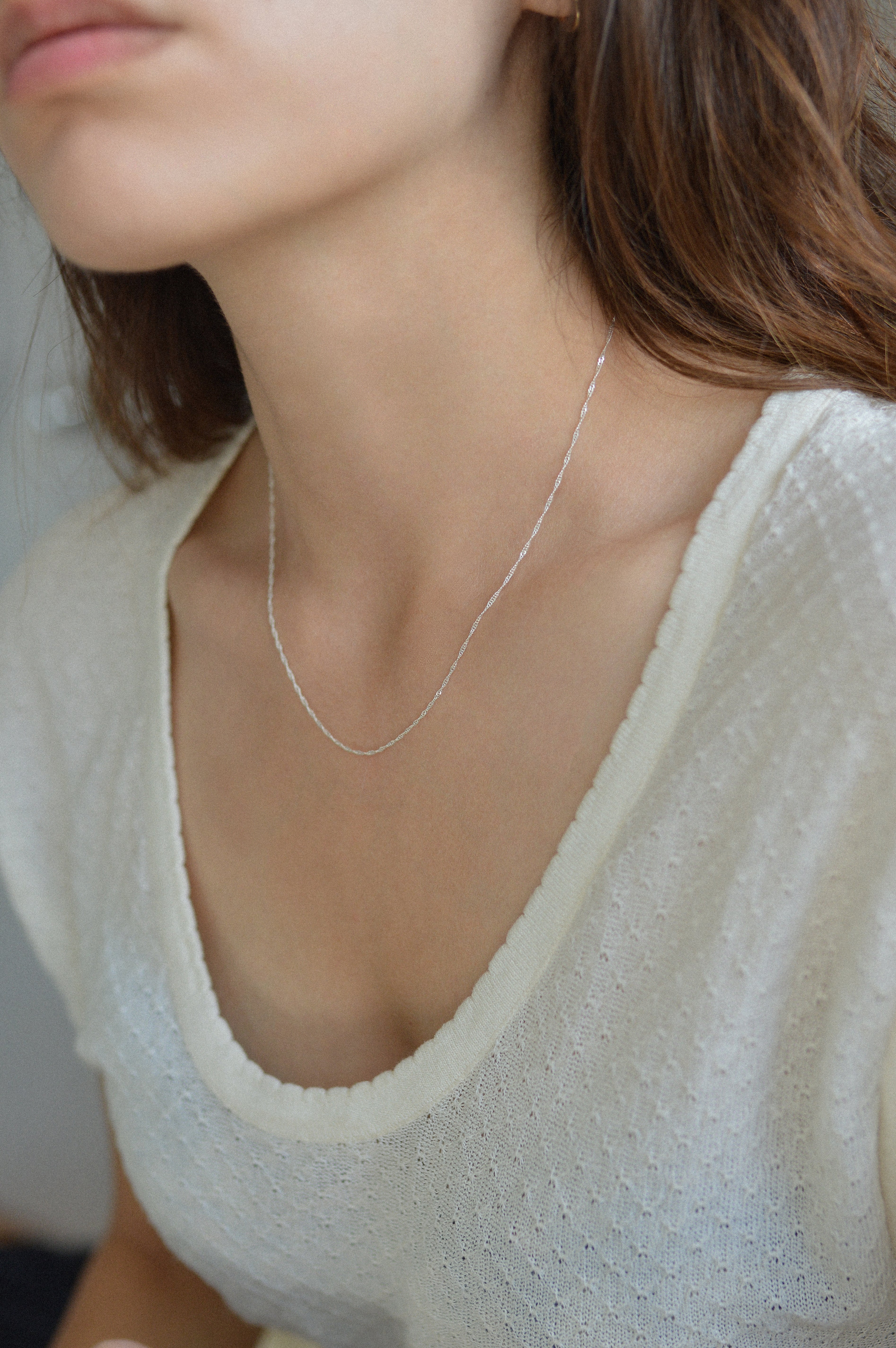 Dainty Thin Singapore Twist Chain Necklace