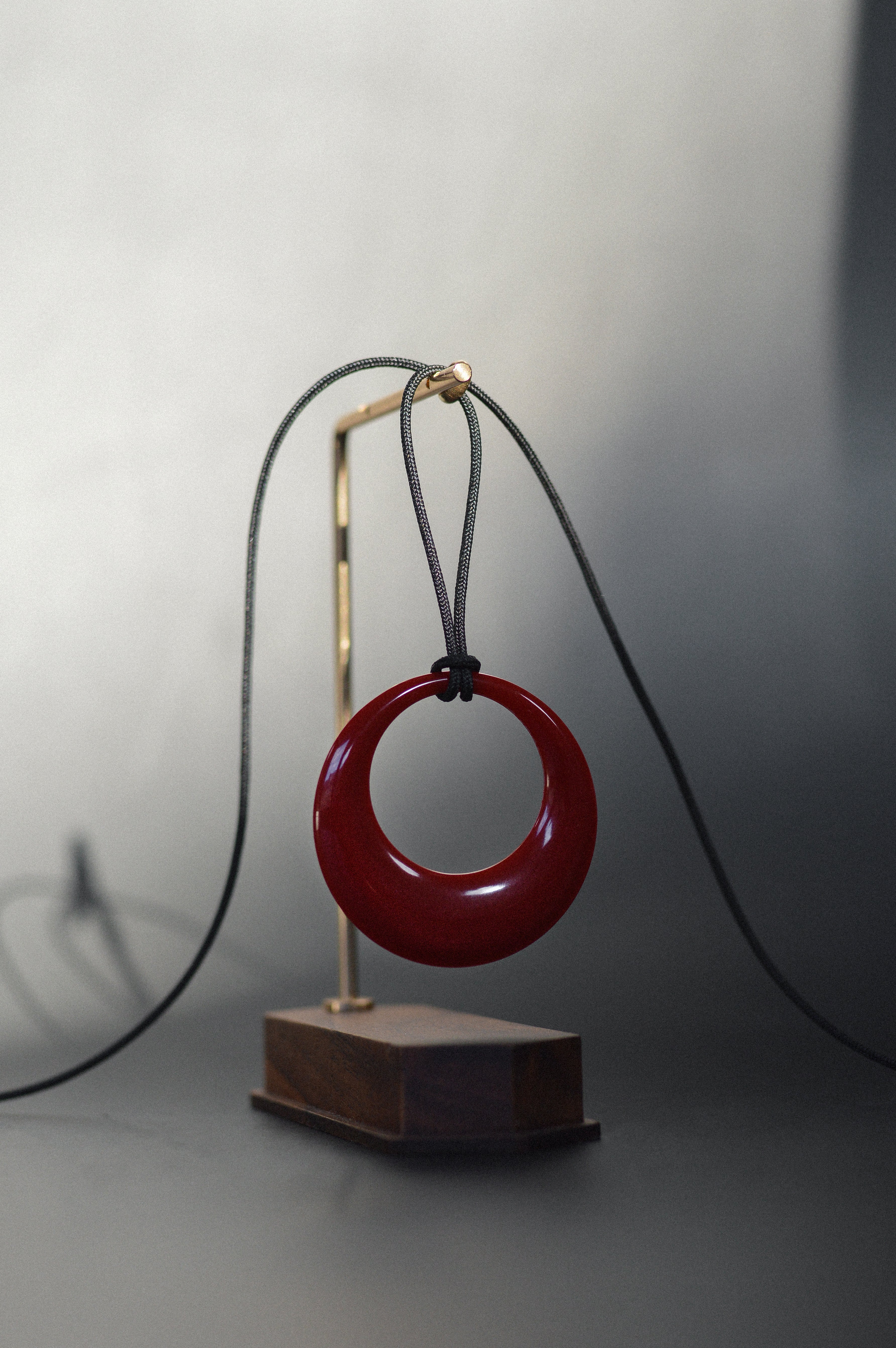 Red Opaque Resin Pendant Necklace