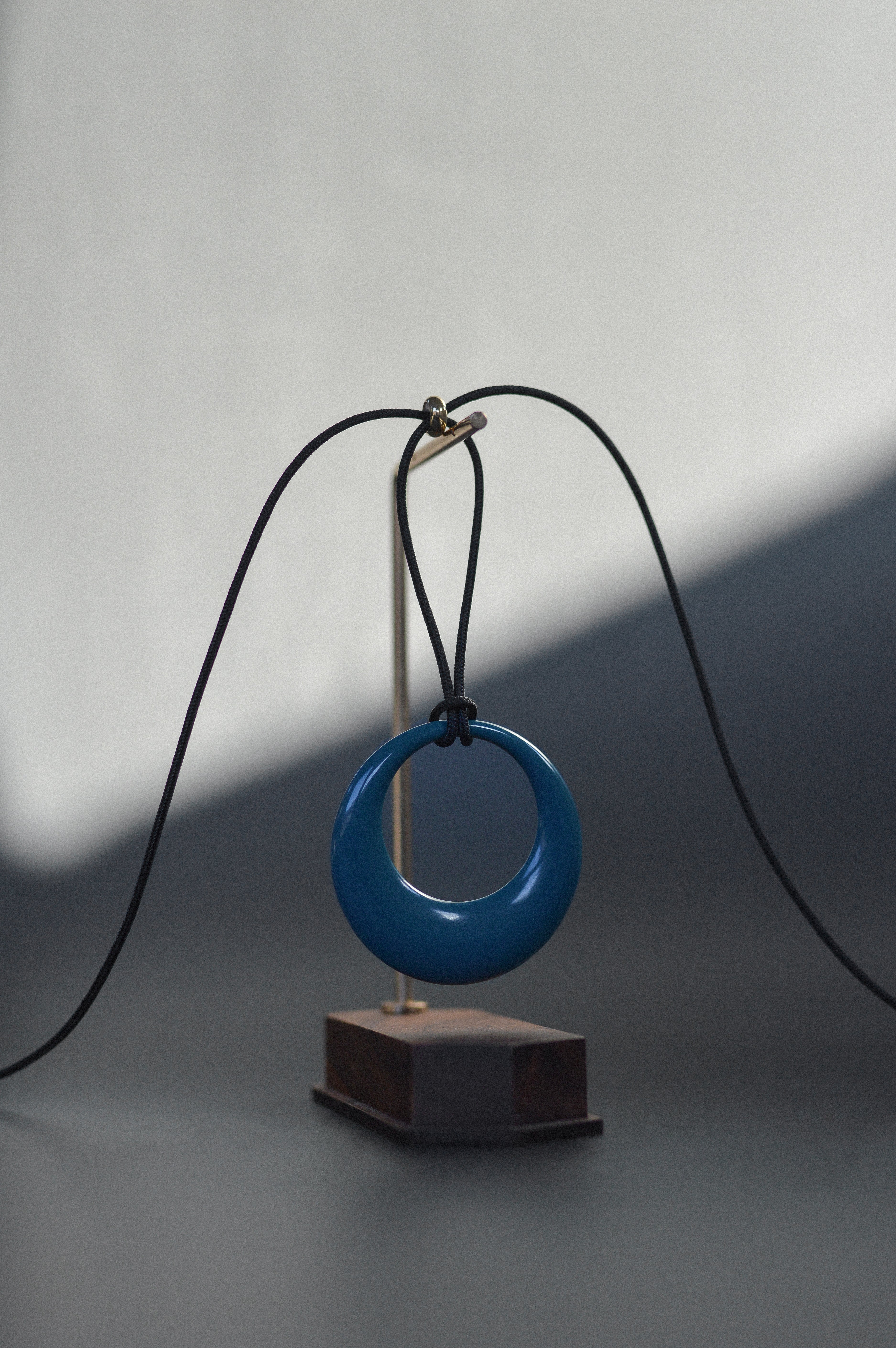 Teal Blue Opaque Resin Pendant Necklace