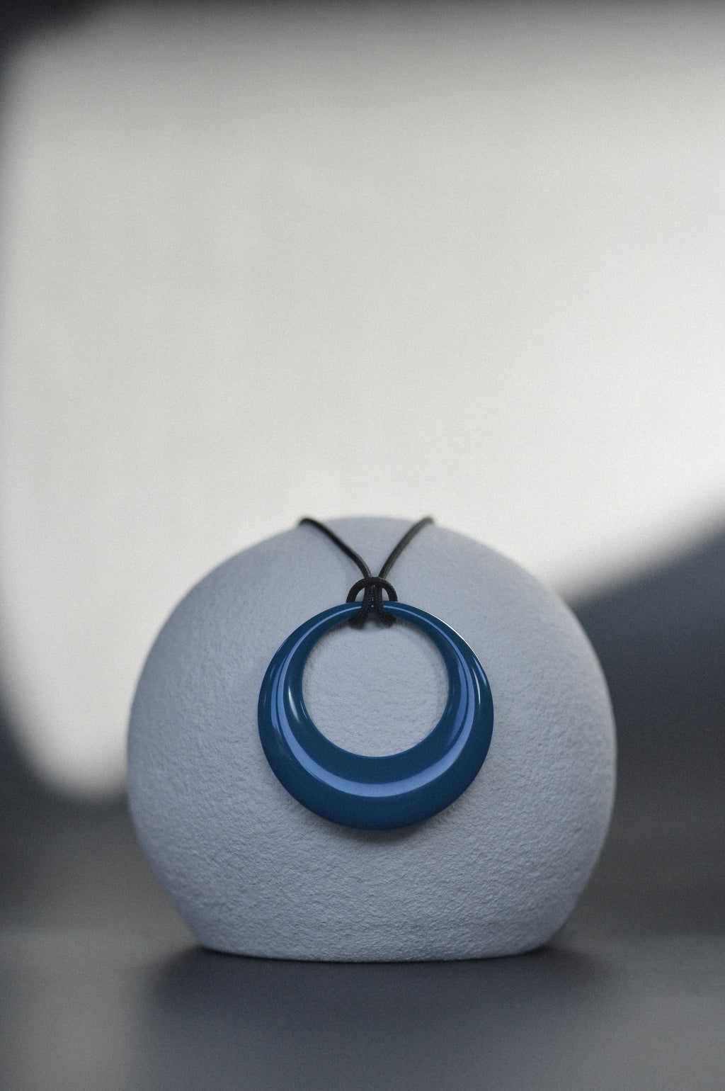 Teal Blue Opaque Resin Pendant Necklace