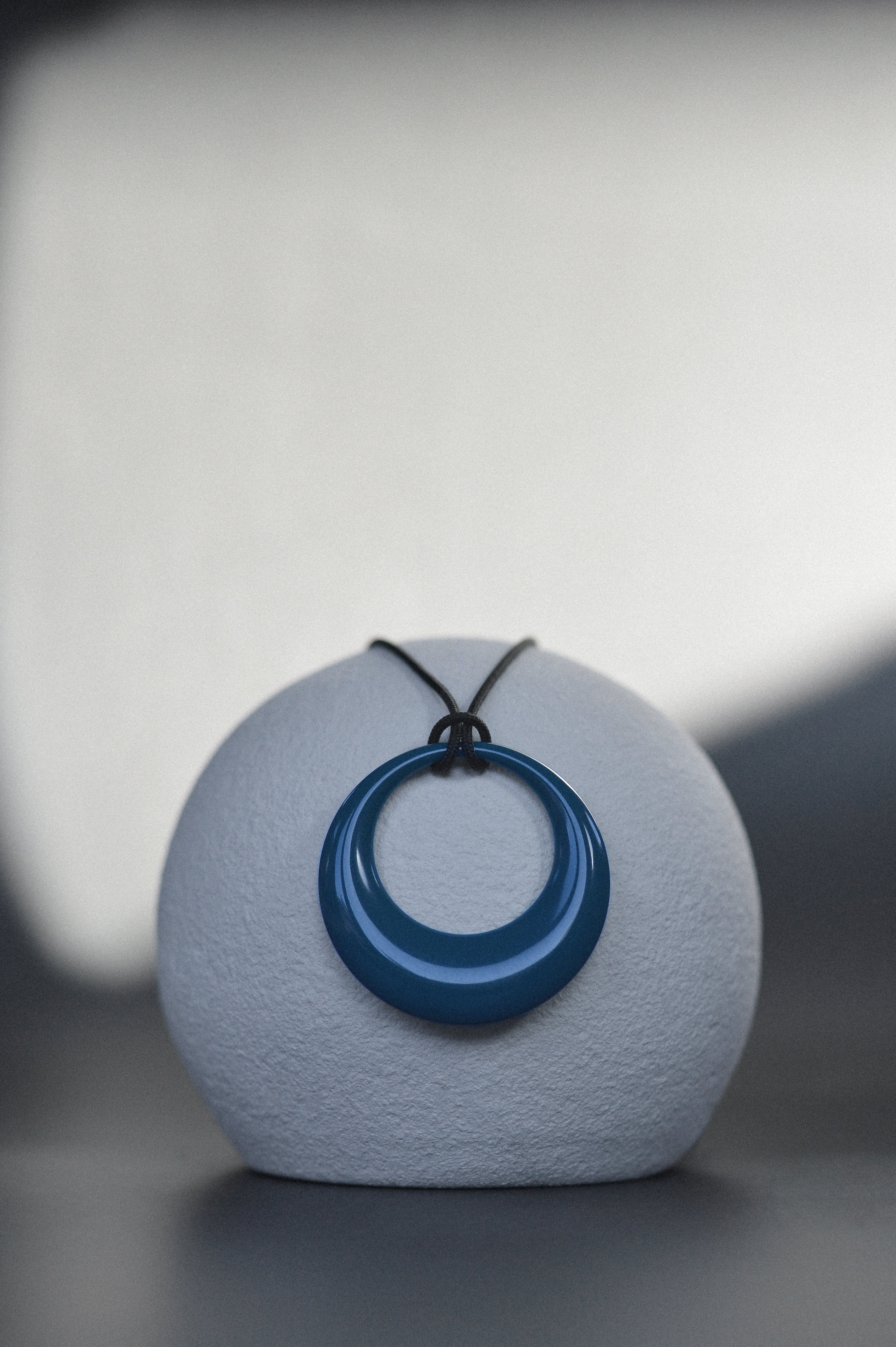 Teal Blue Opaque Resin Pendant Necklace