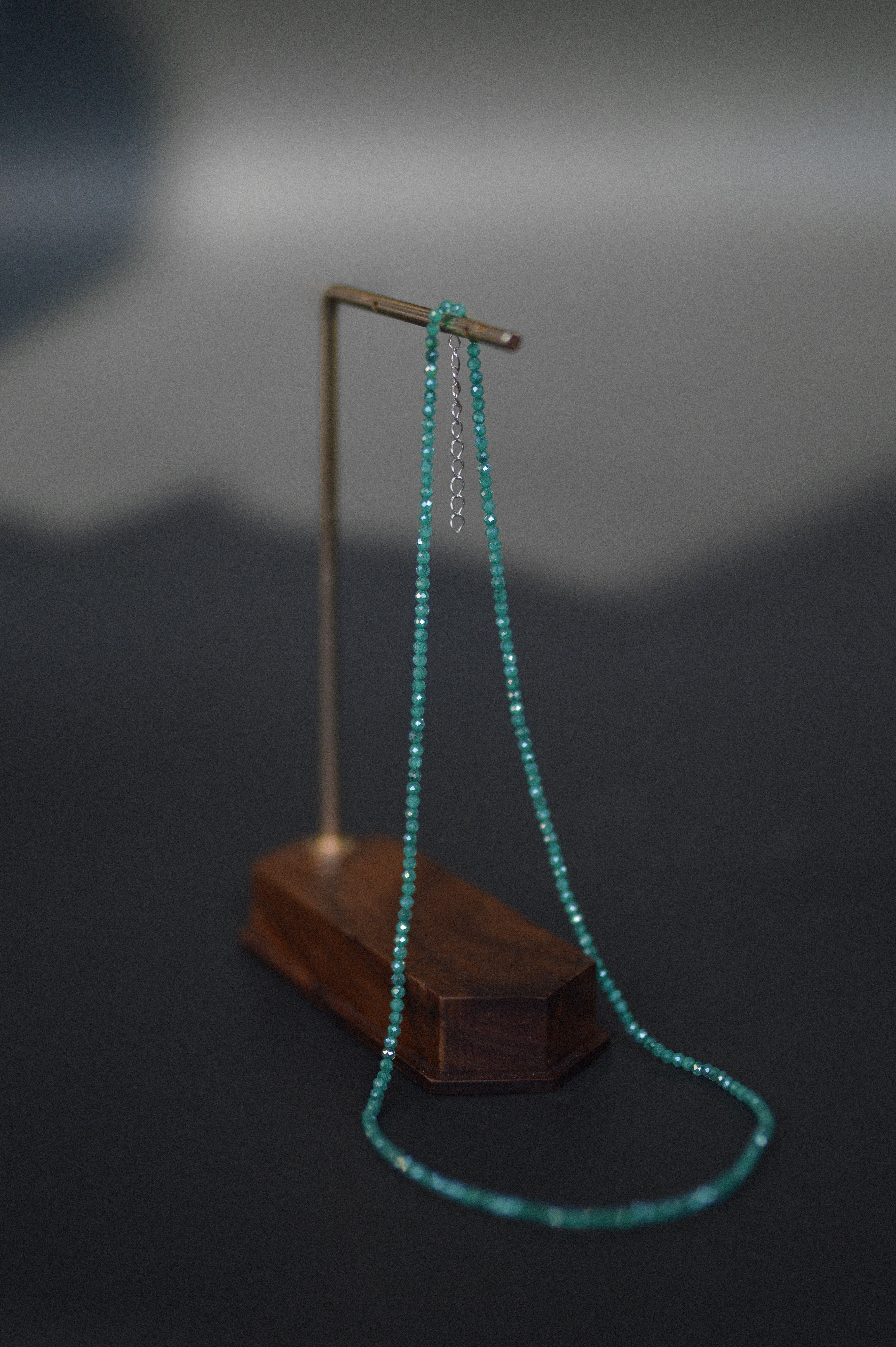 Aqua Green Faceted Gemstone Bead Necklace