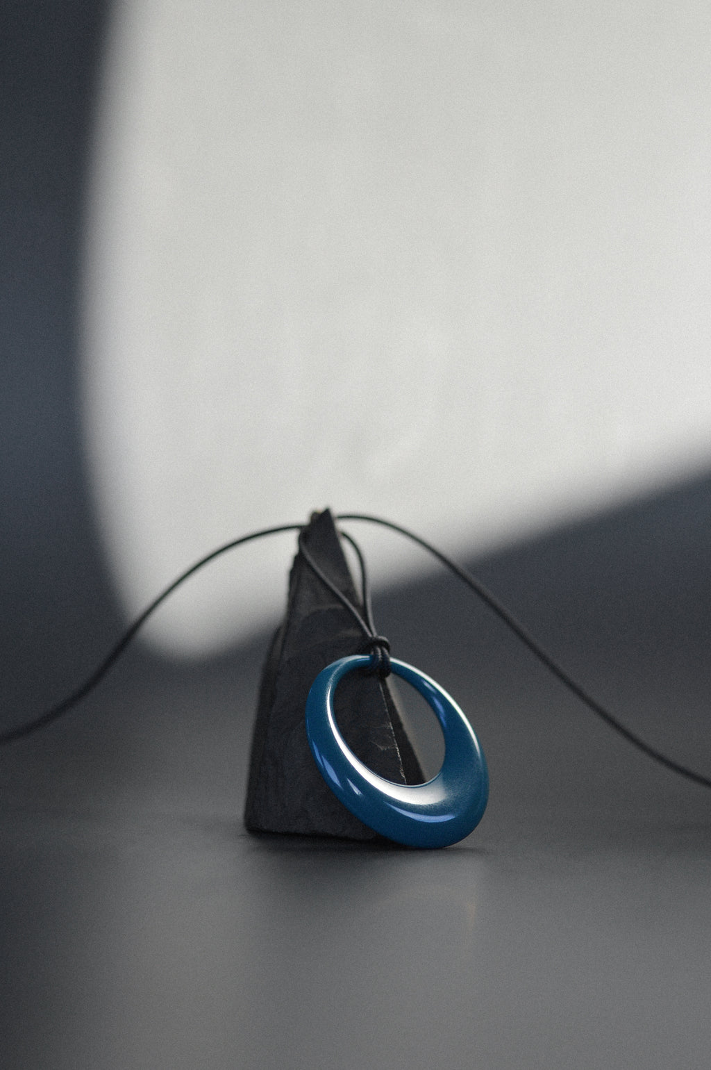 Teal Blue Opaque Resin Pendant Necklace