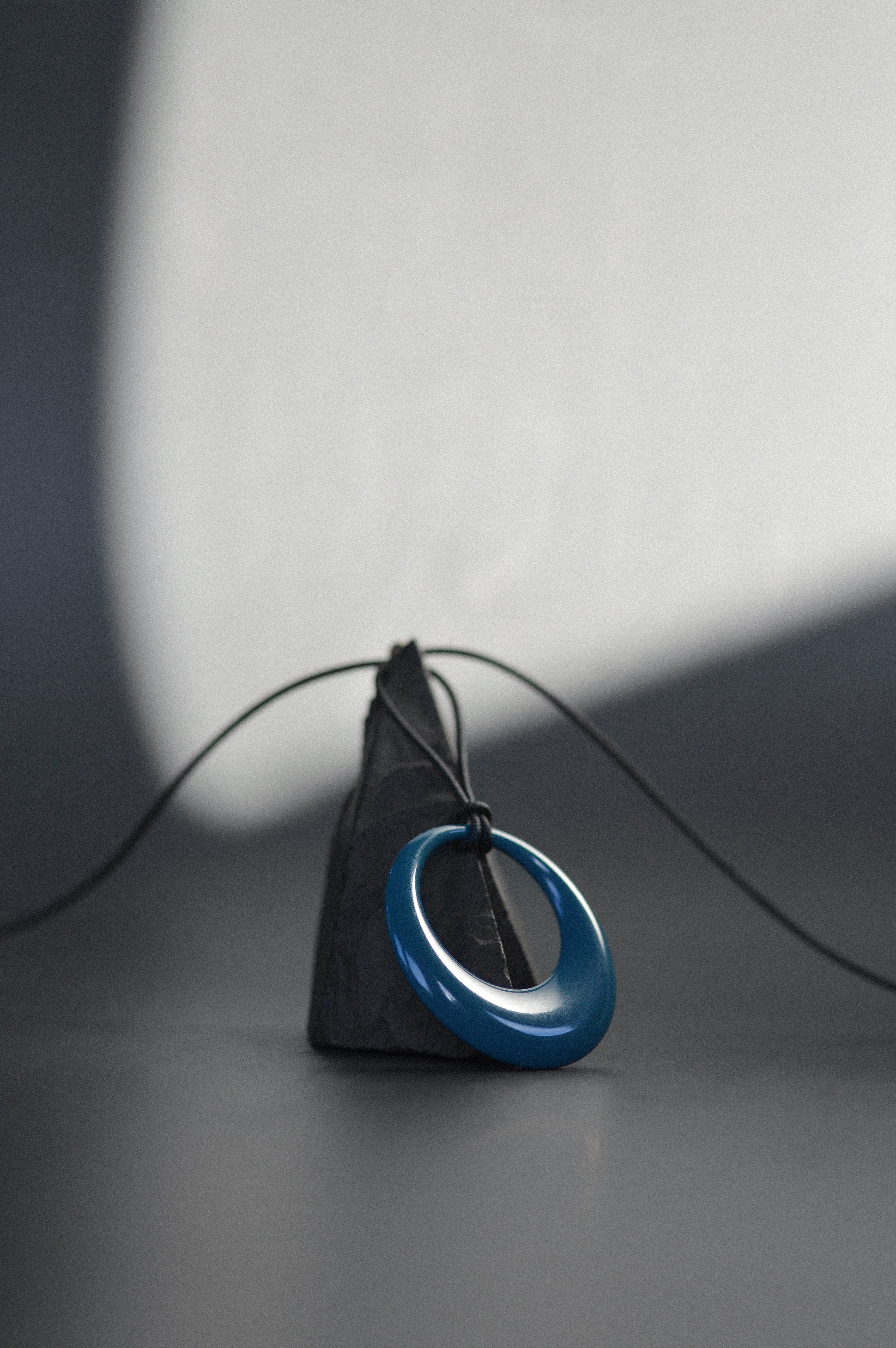 Teal Blue Opaque Resin Pendant Necklace