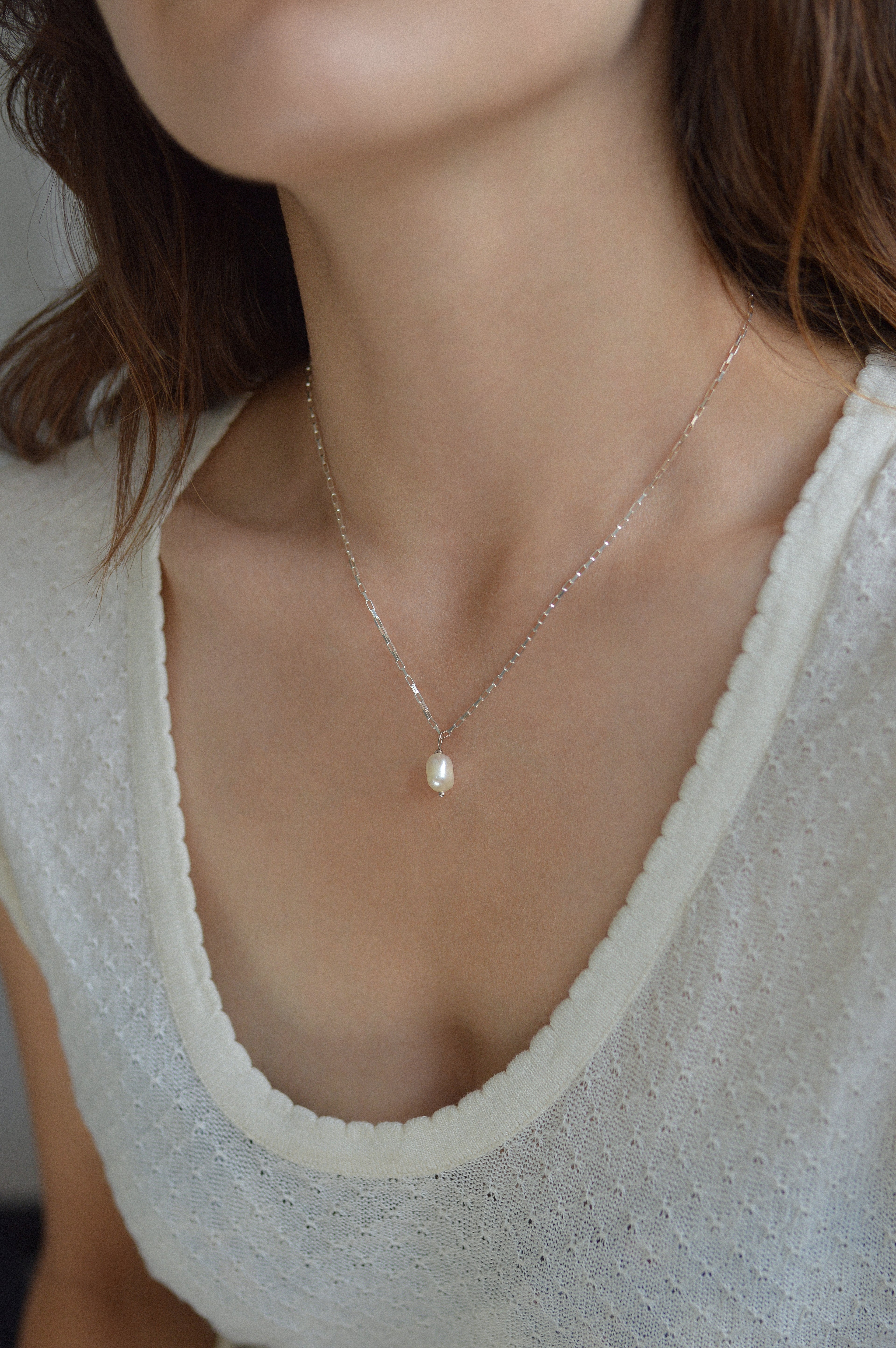 Pearl Box Chain Necklace