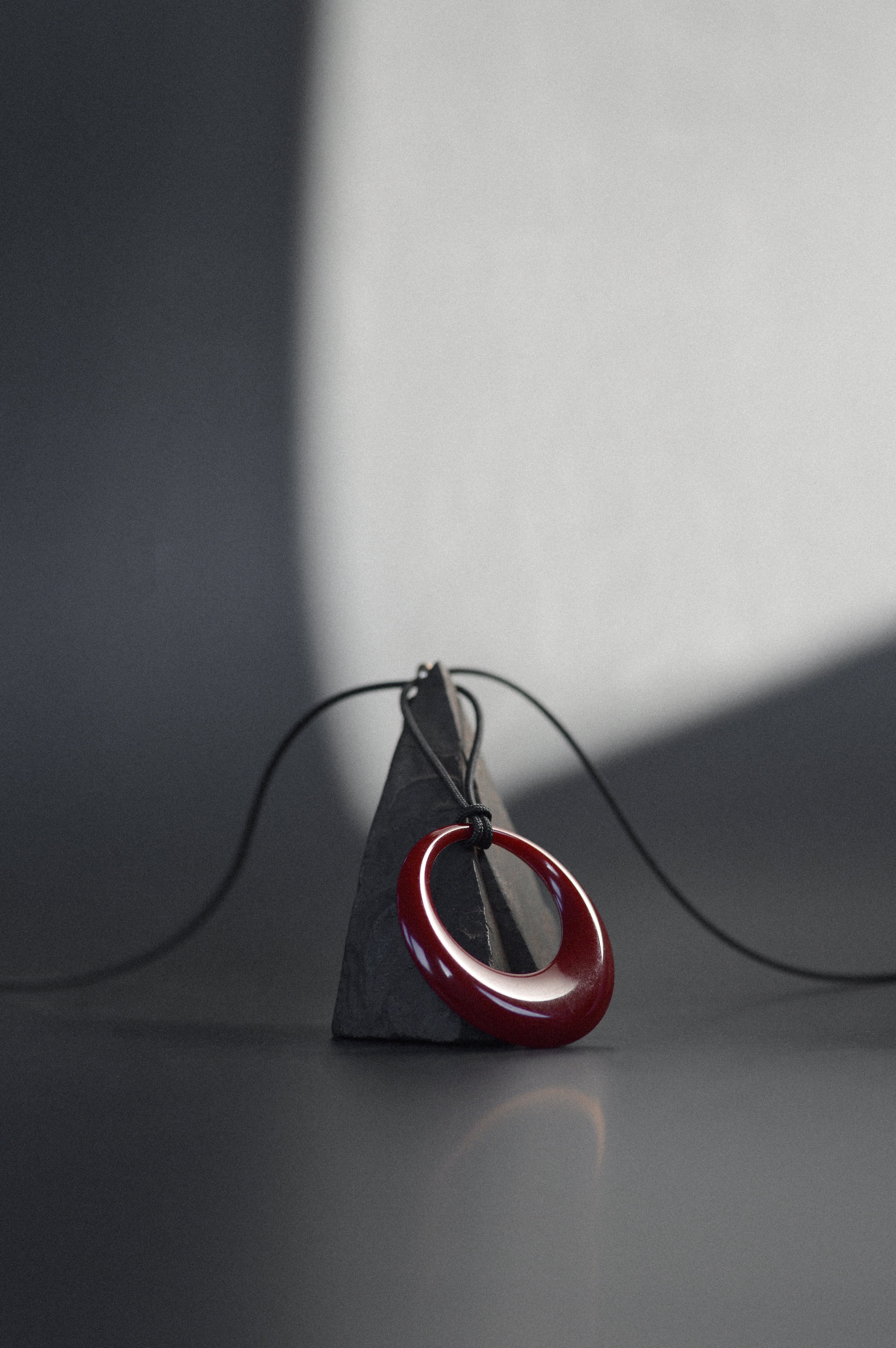 Red Opaque Resin Pendant Necklace
