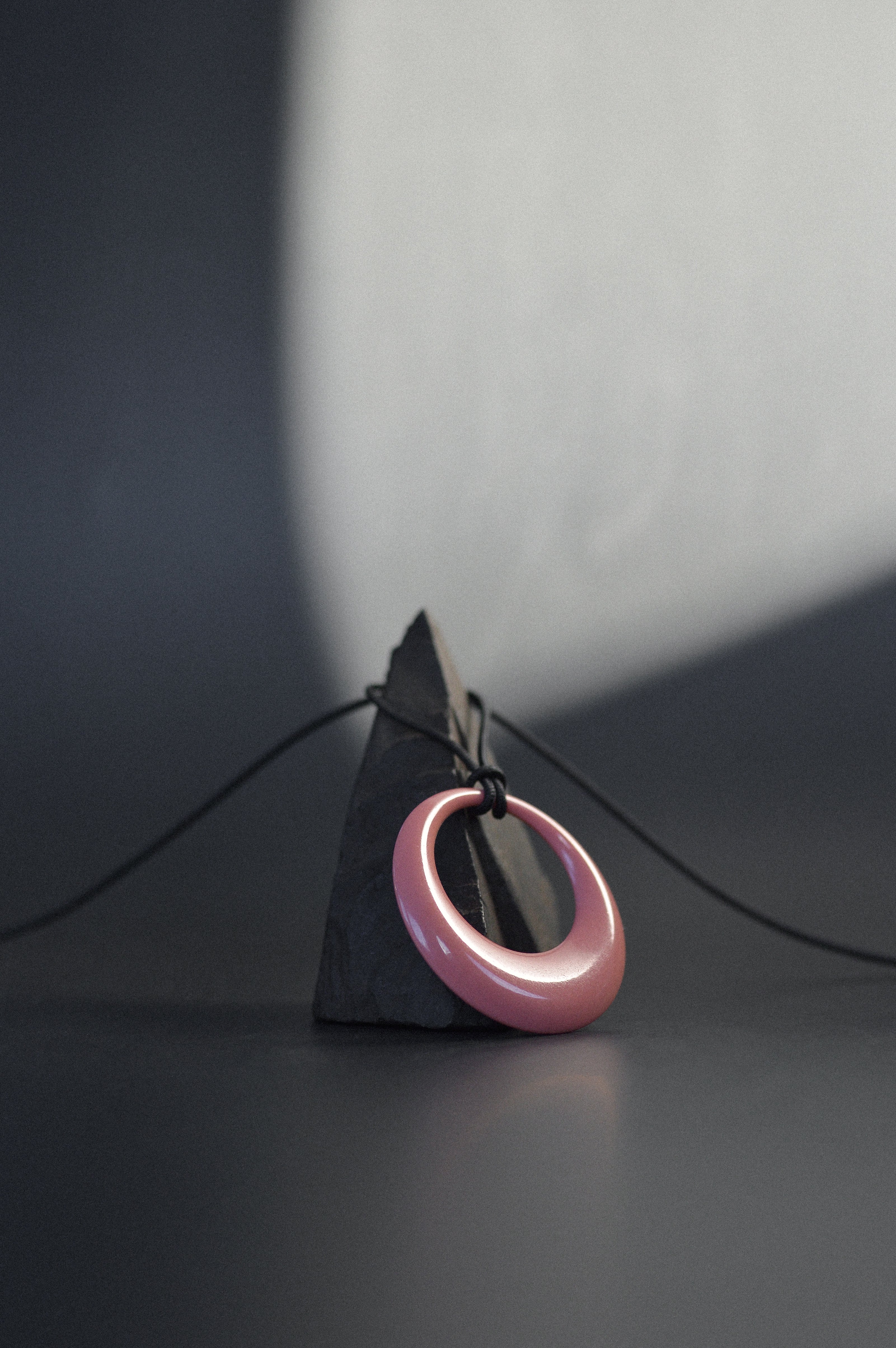 Pink Opaque Resin Pendant Necklace