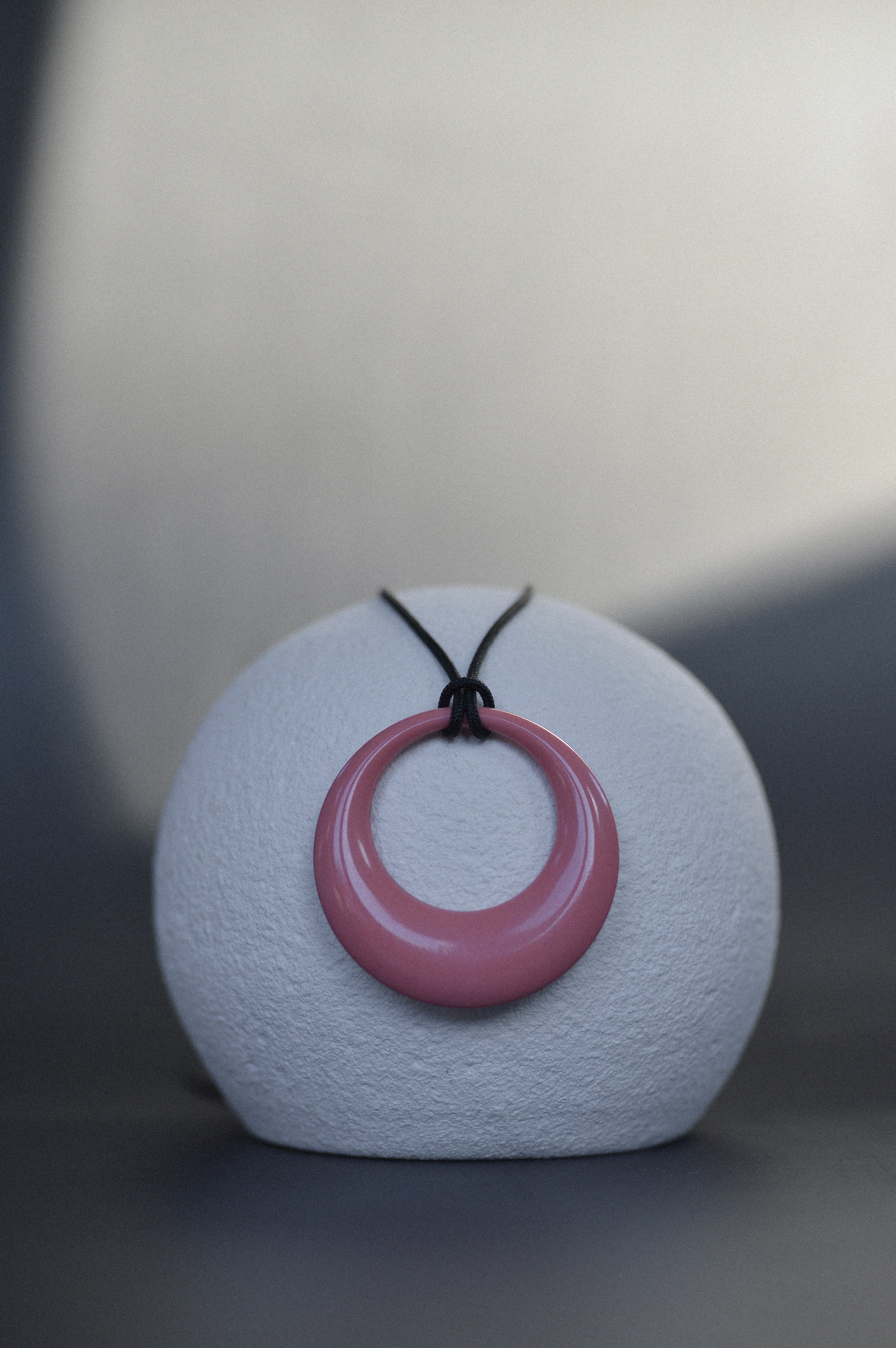 Pink Opaque Resin Pendant Necklace