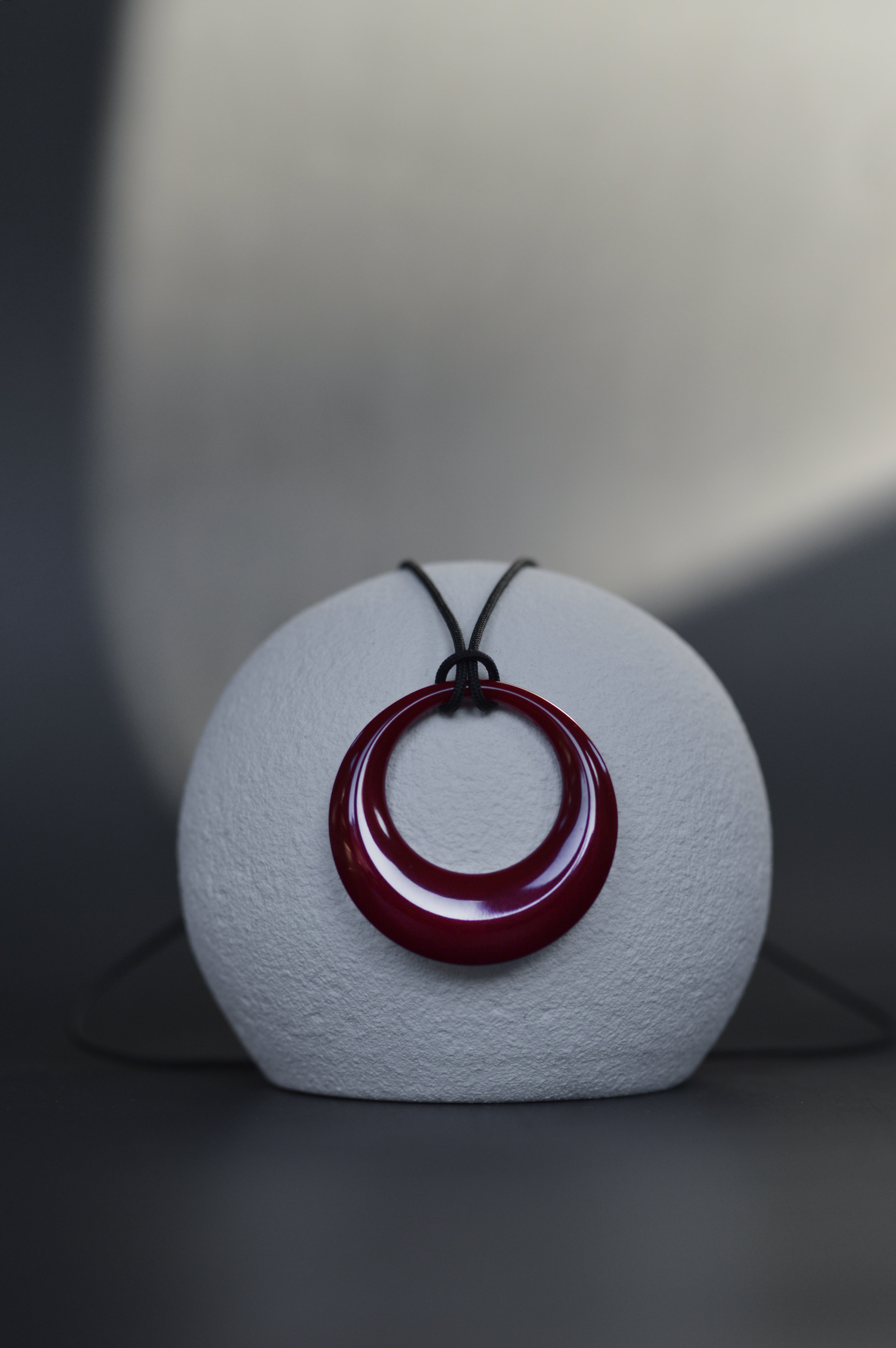 Red Opaque Resin Pendant Necklace