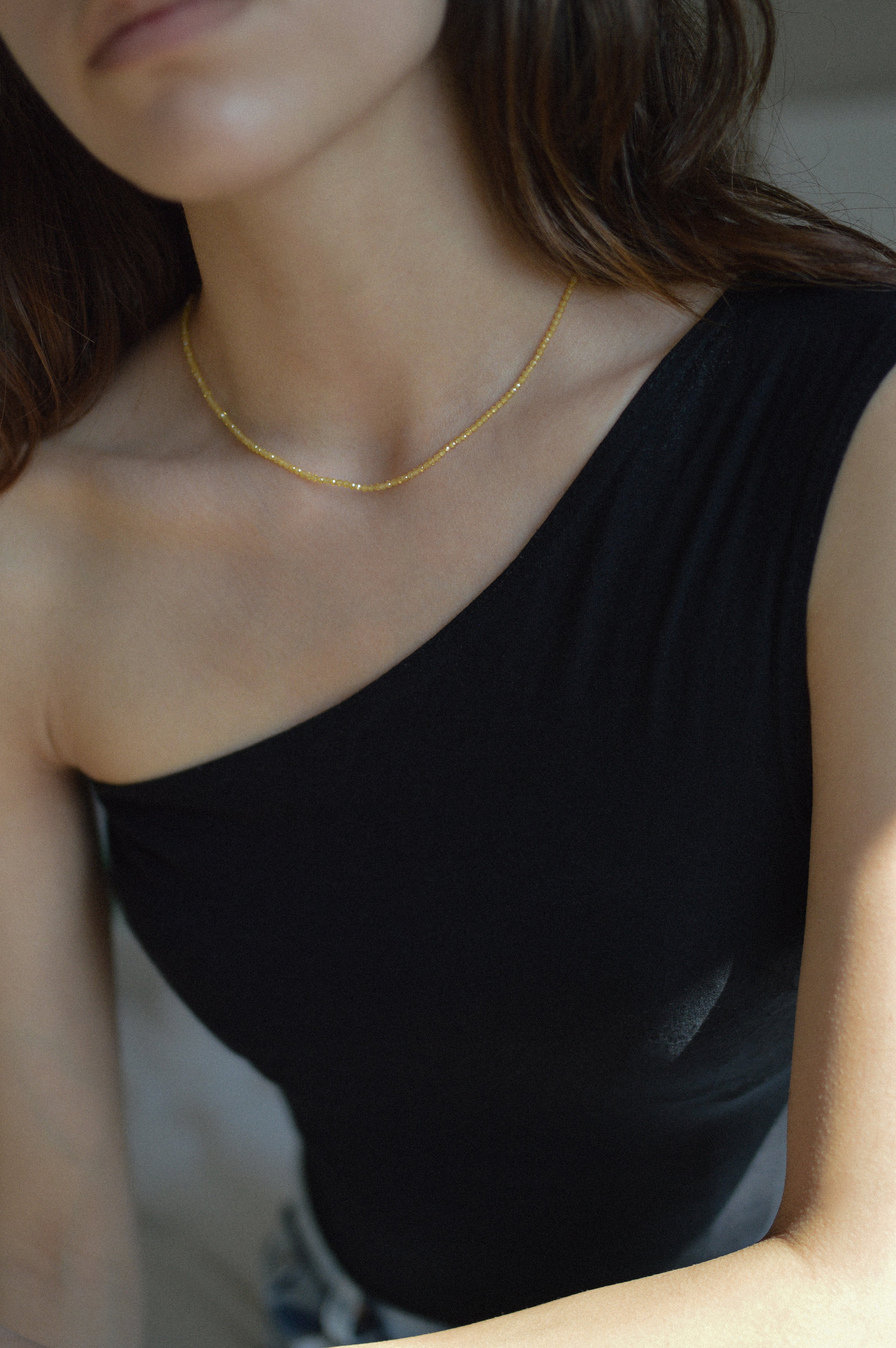 Yellow Faceted Gemstone Bead Necklace