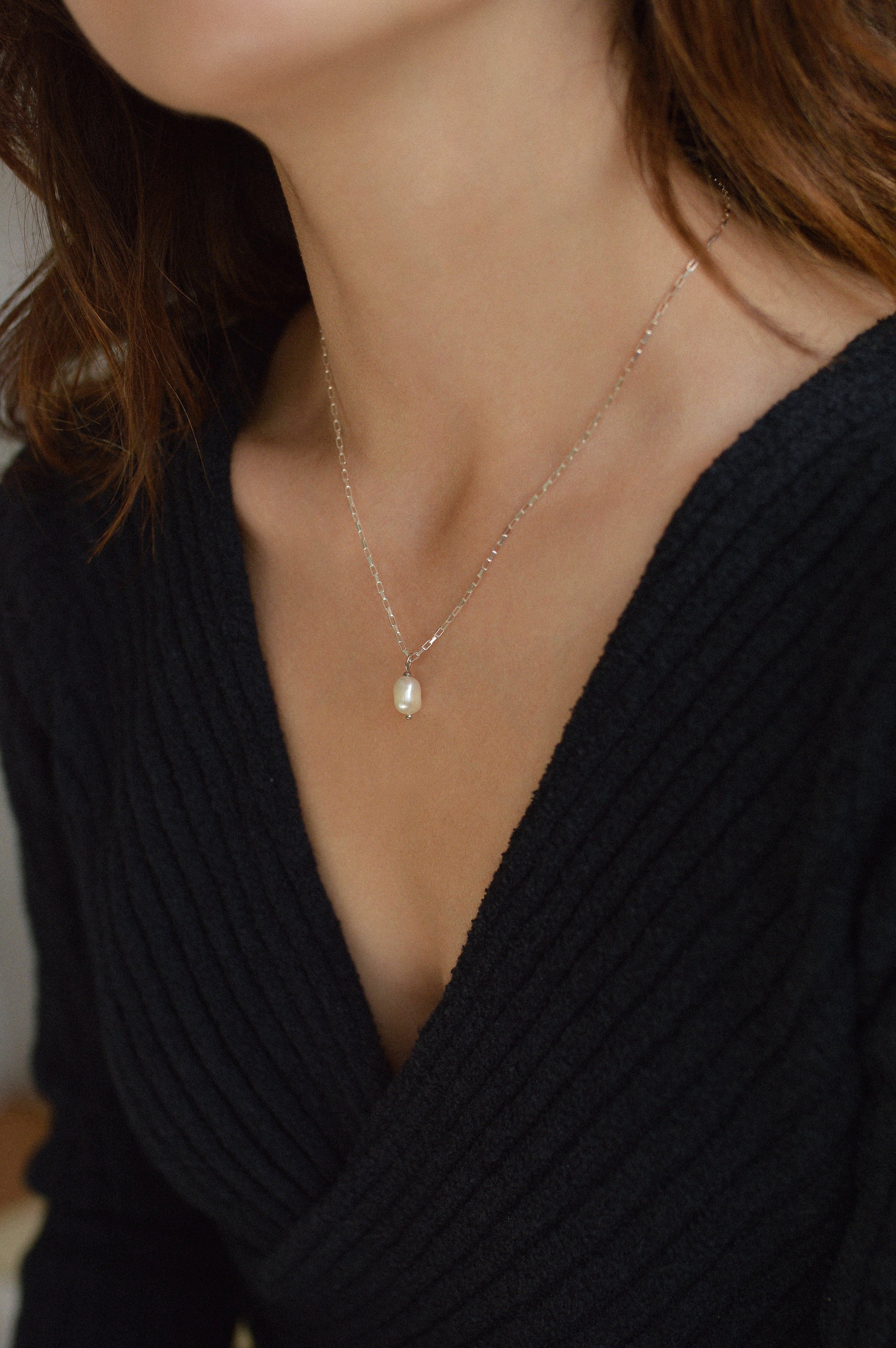 Pearl Box Chain Necklace