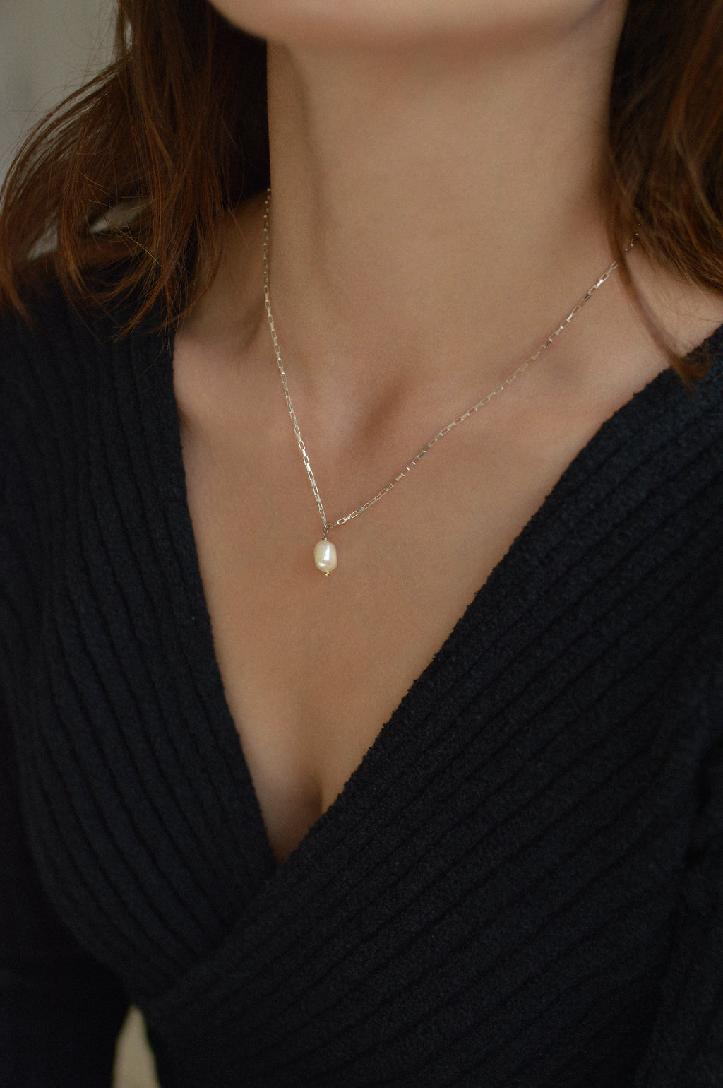 Pearl Box Chain Necklace