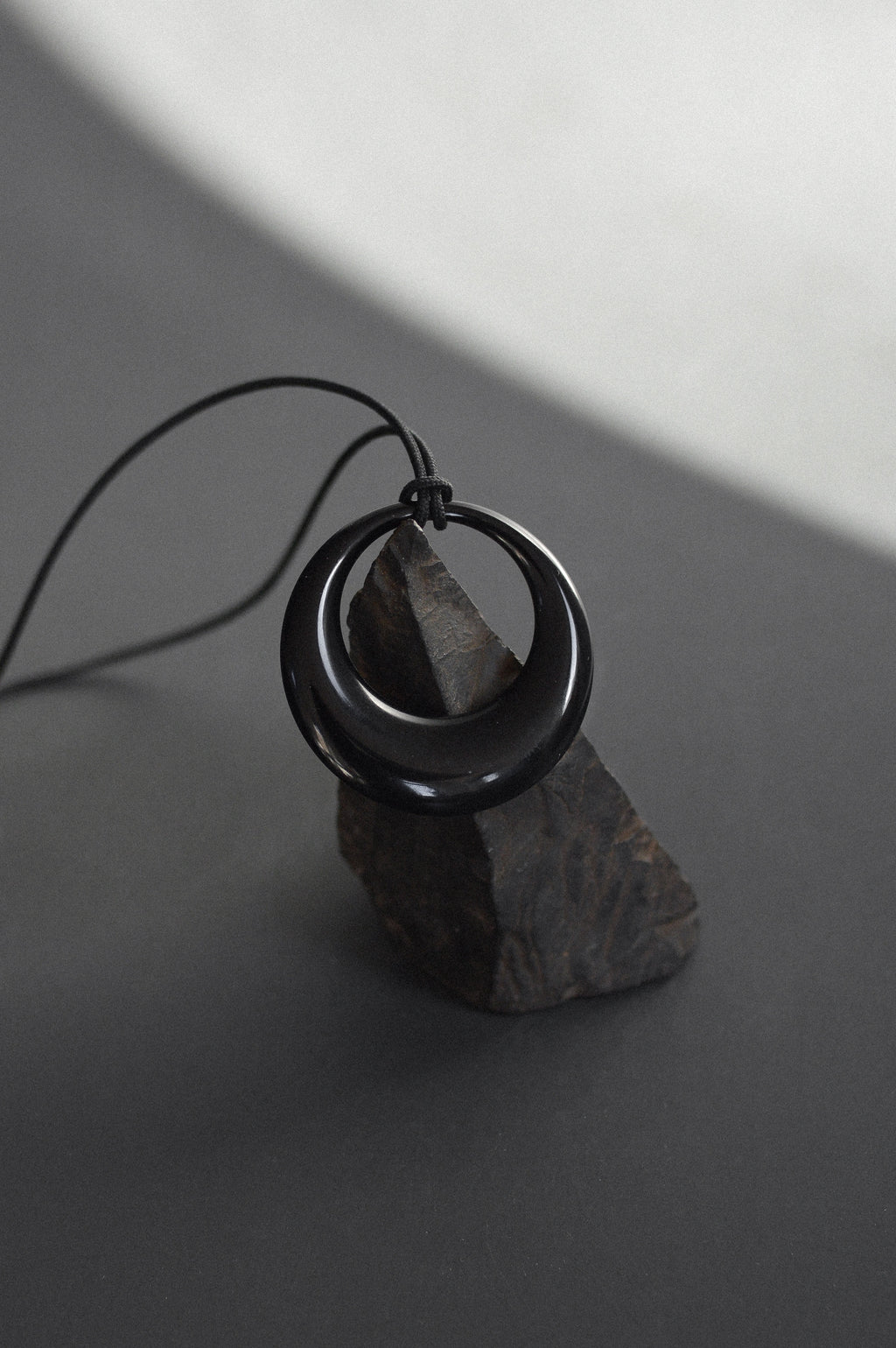 Black Resin Pendant Necklace