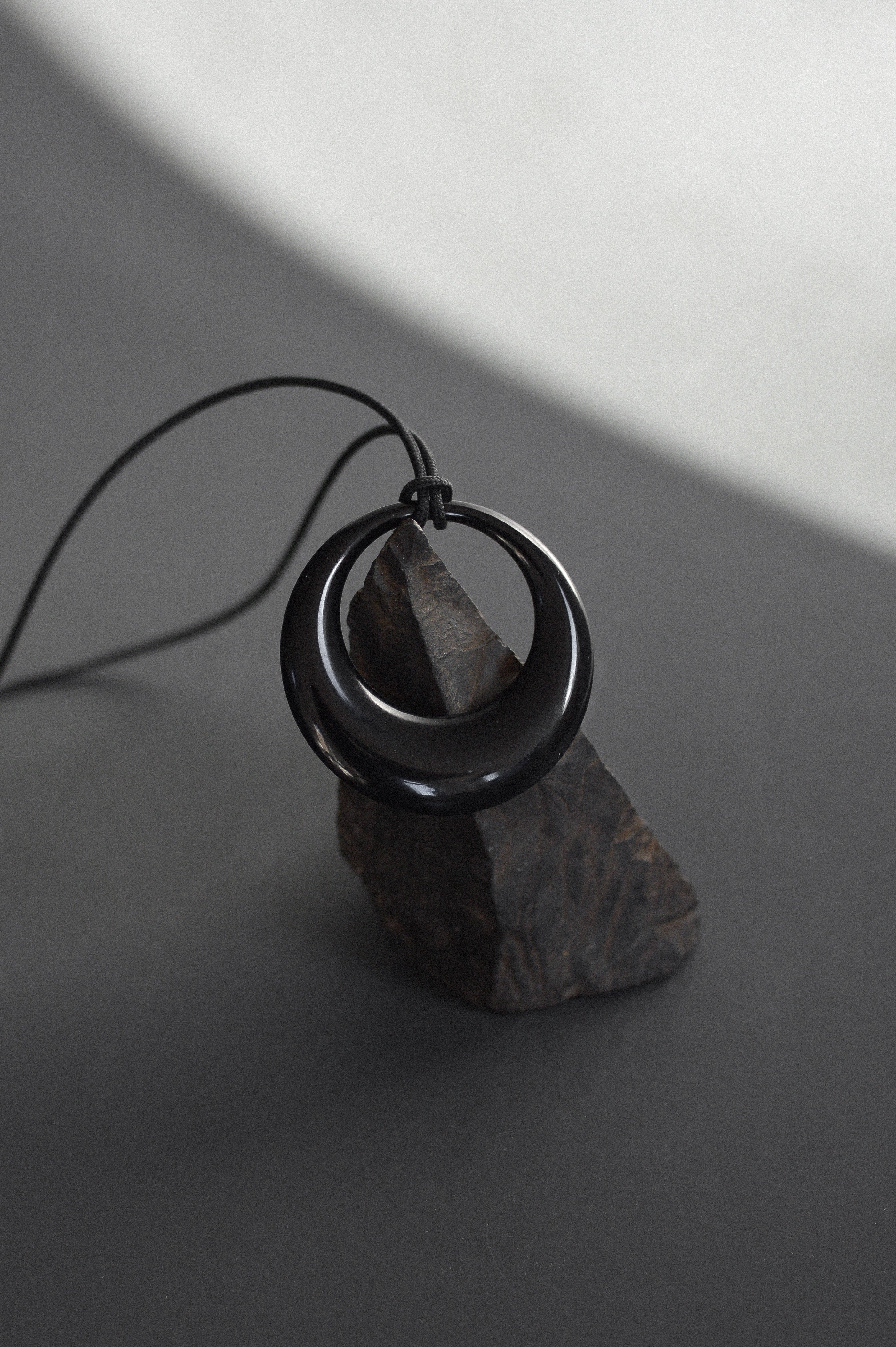 Black Resin Pendant Necklace