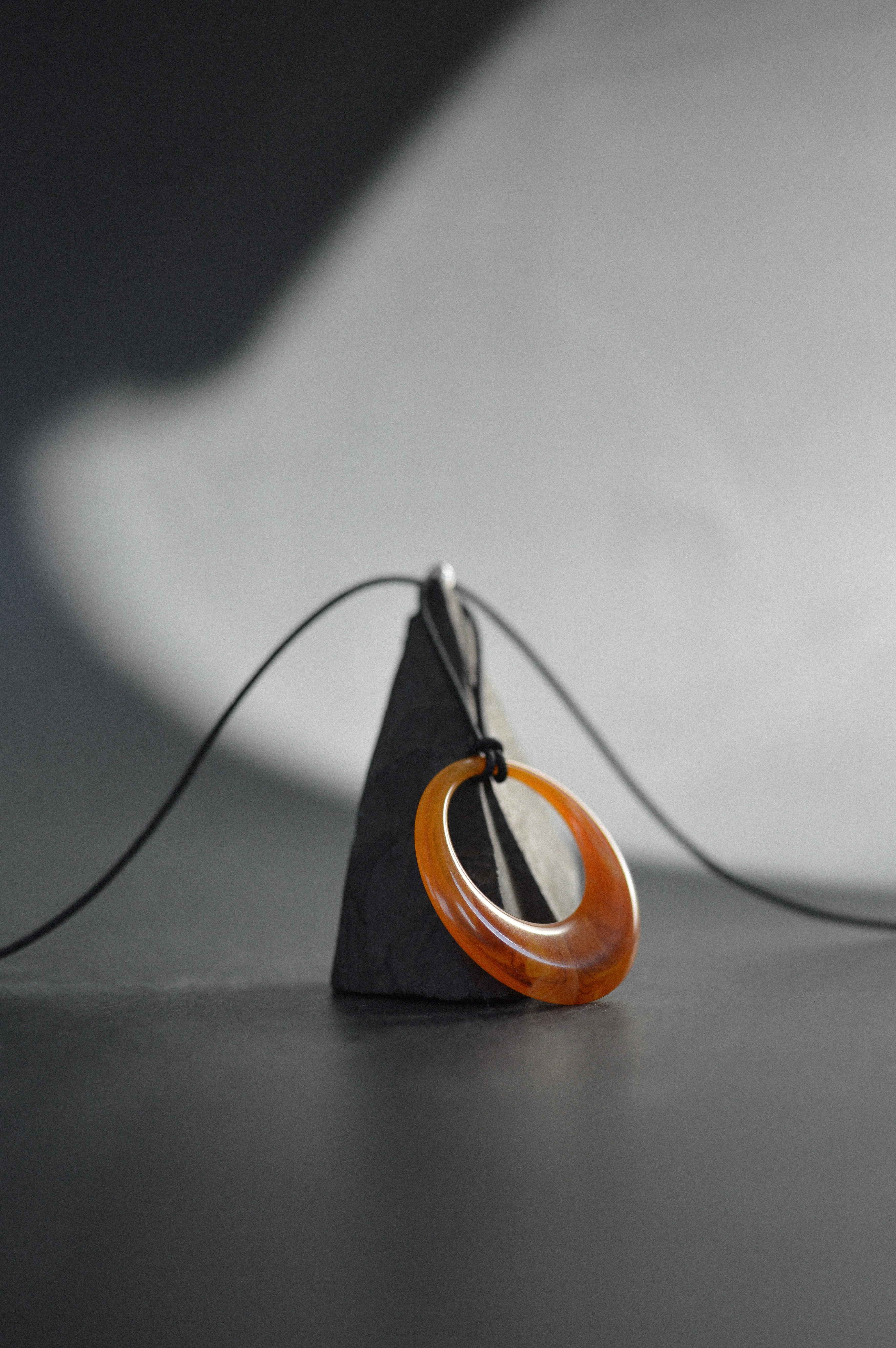 Orange Marbled Resin Pendant Necklace