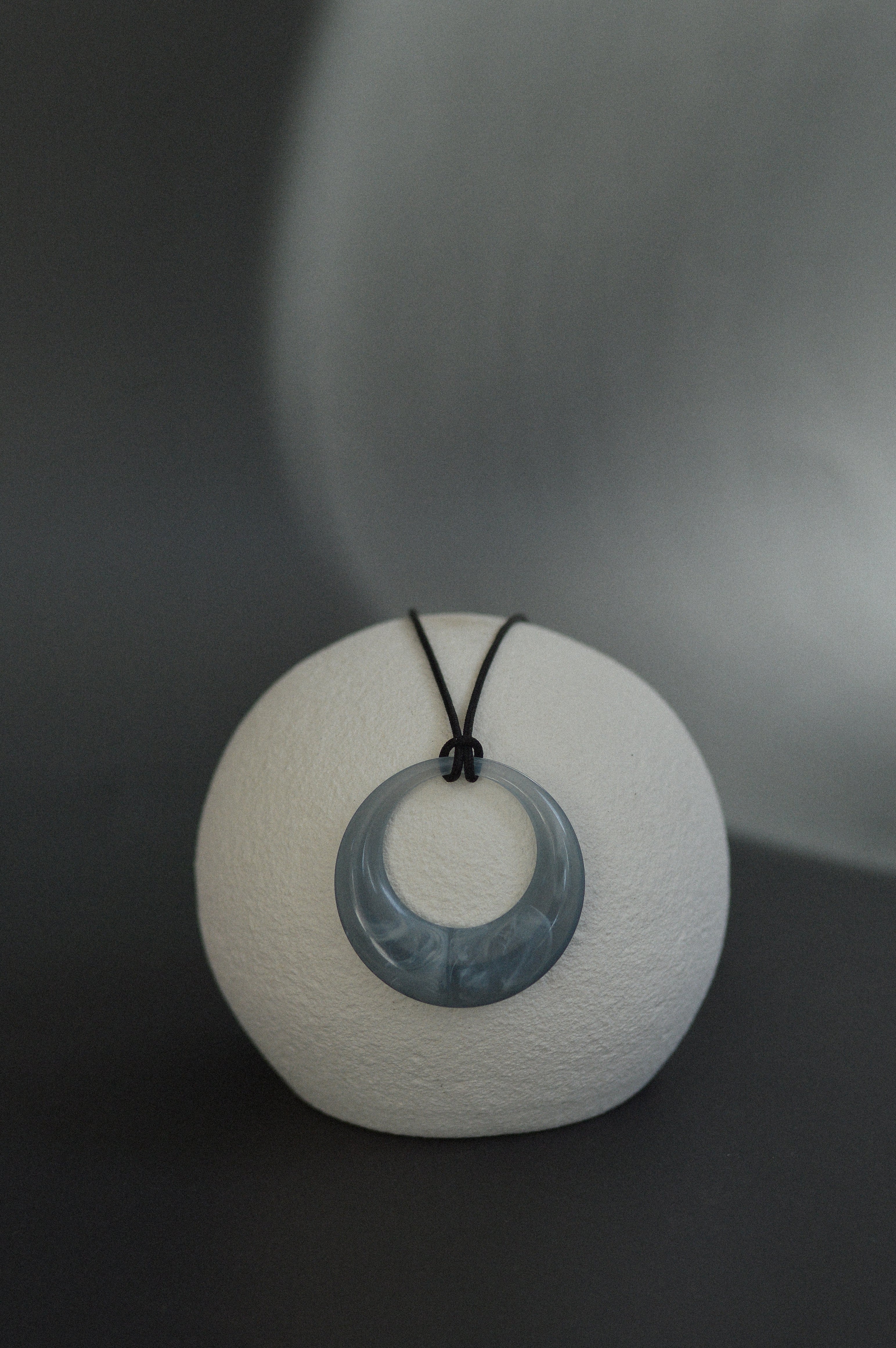 Pale Blue Marbled Resin Pendant Necklace
