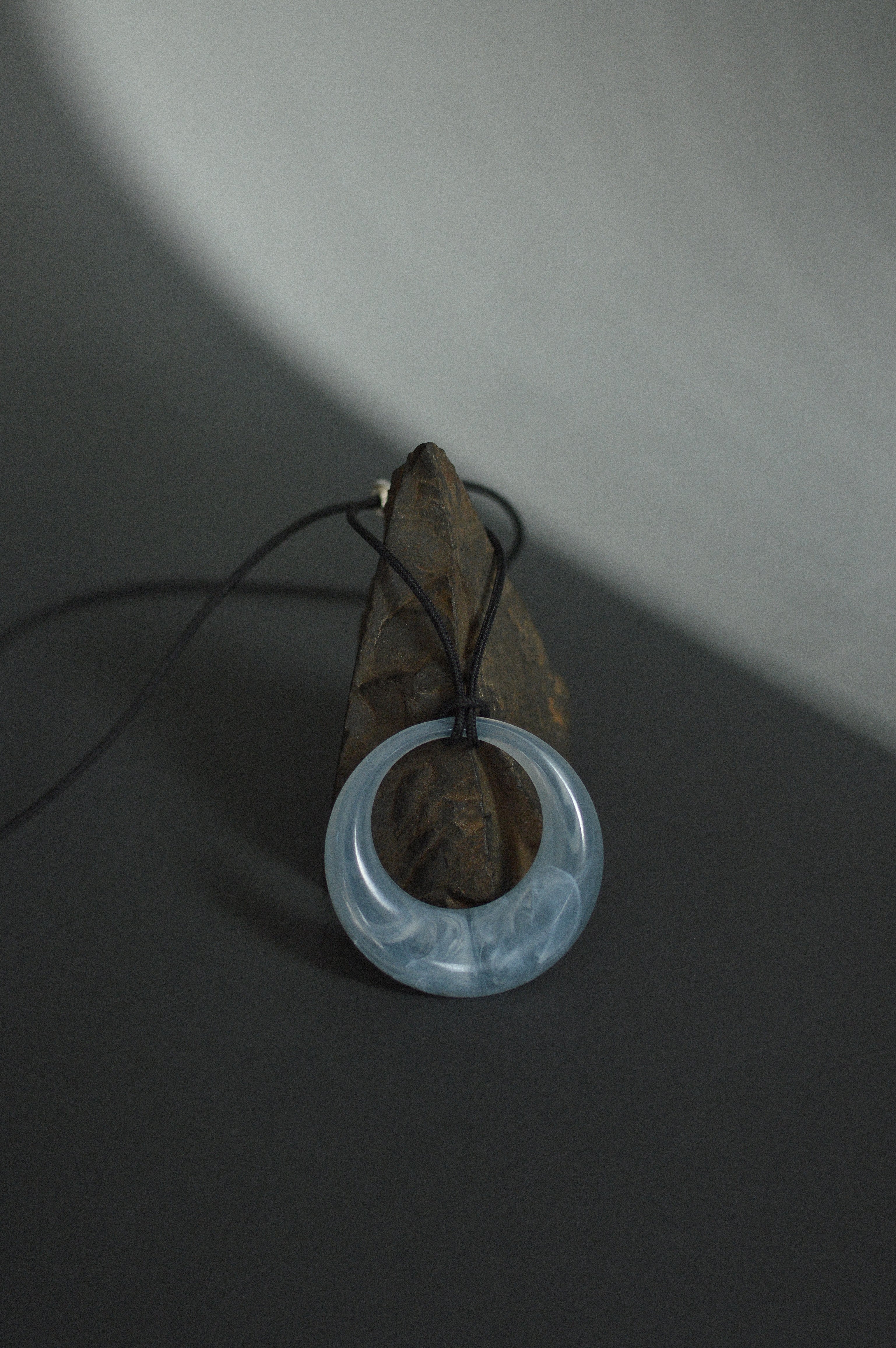 Pale Blue Marbled Resin Pendant Necklace