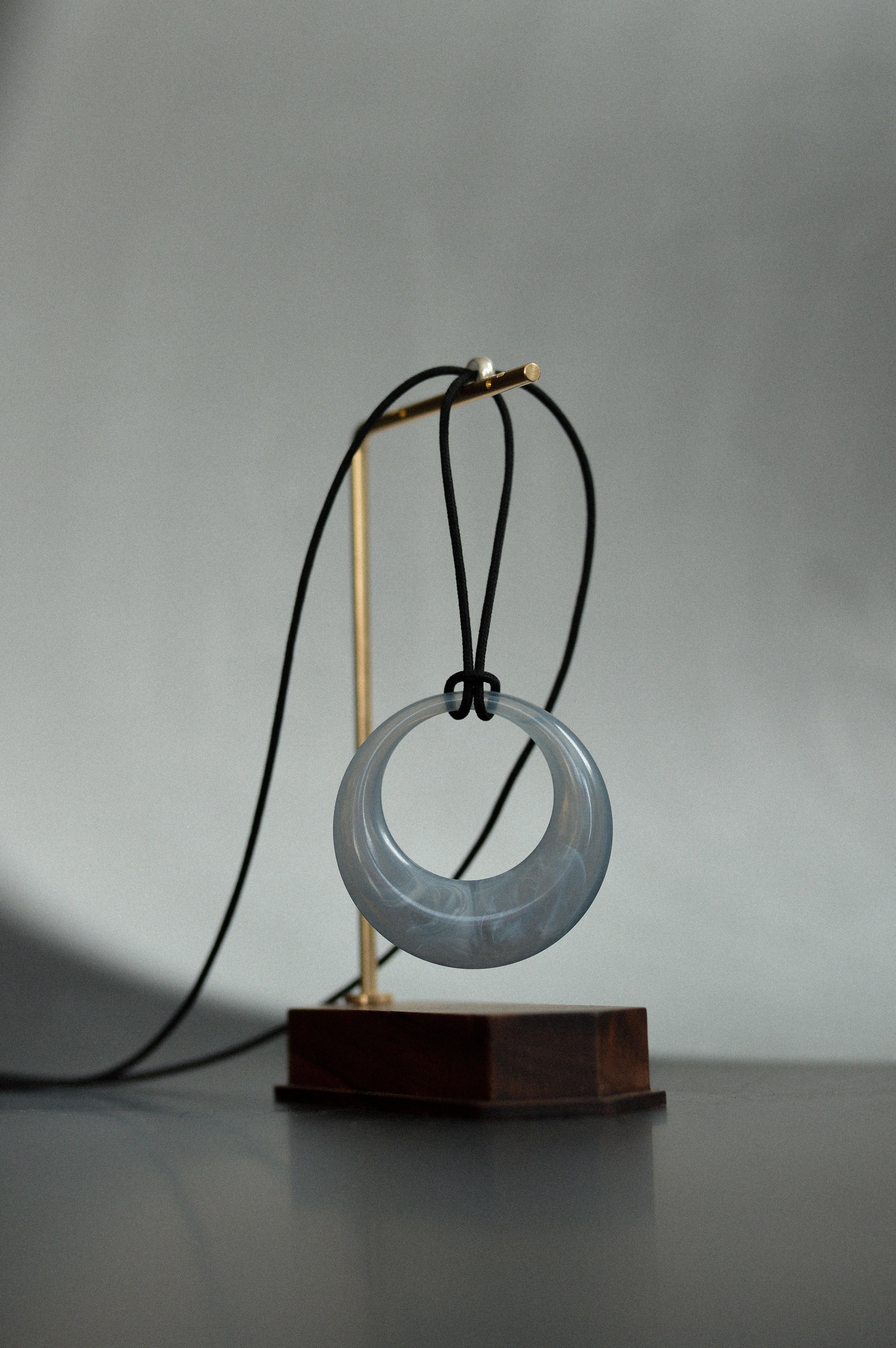 Pale Blue Marbled Resin Pendant Necklace