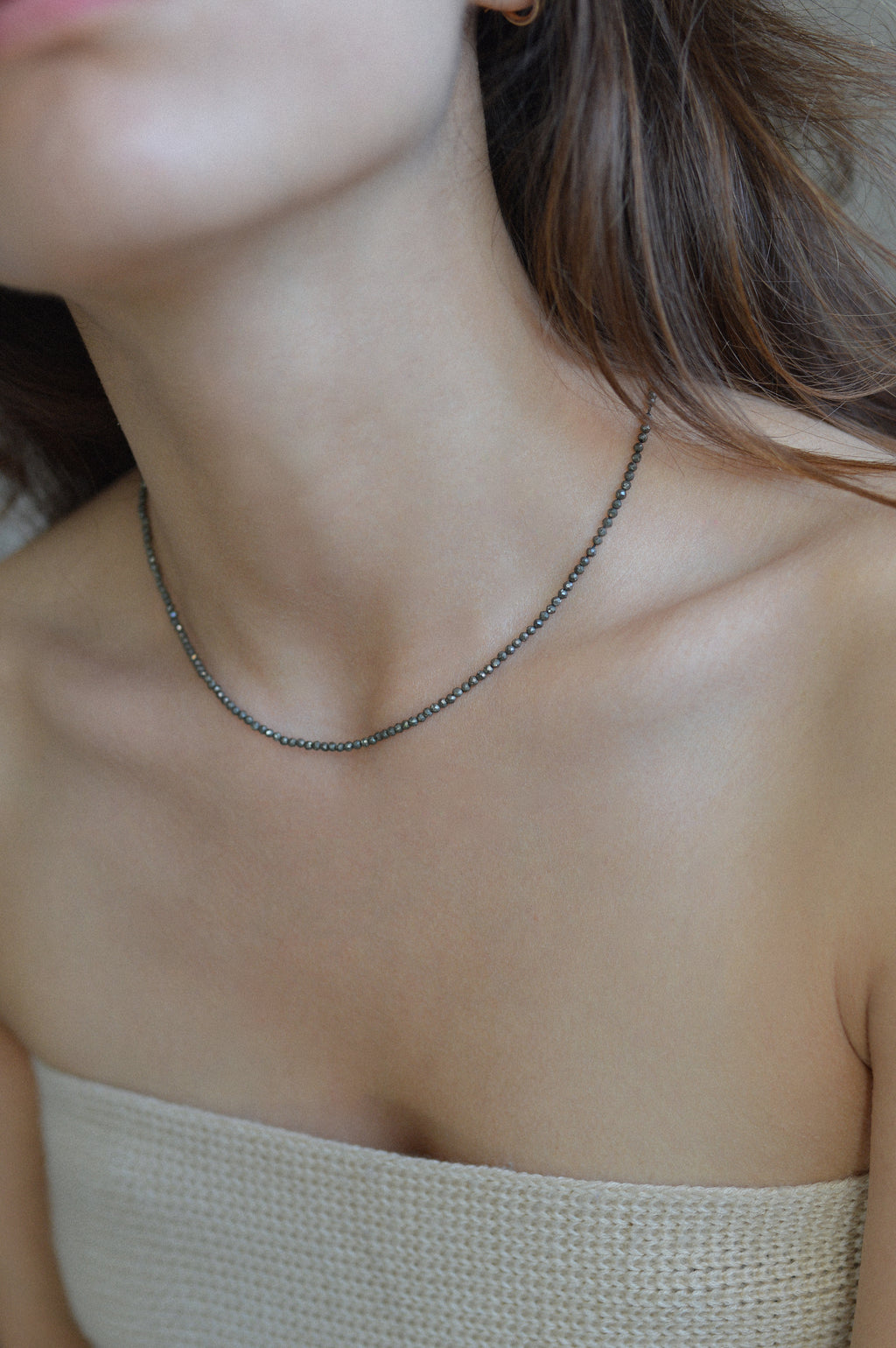 Pyrite Faceted Gemstone Bead Necklace