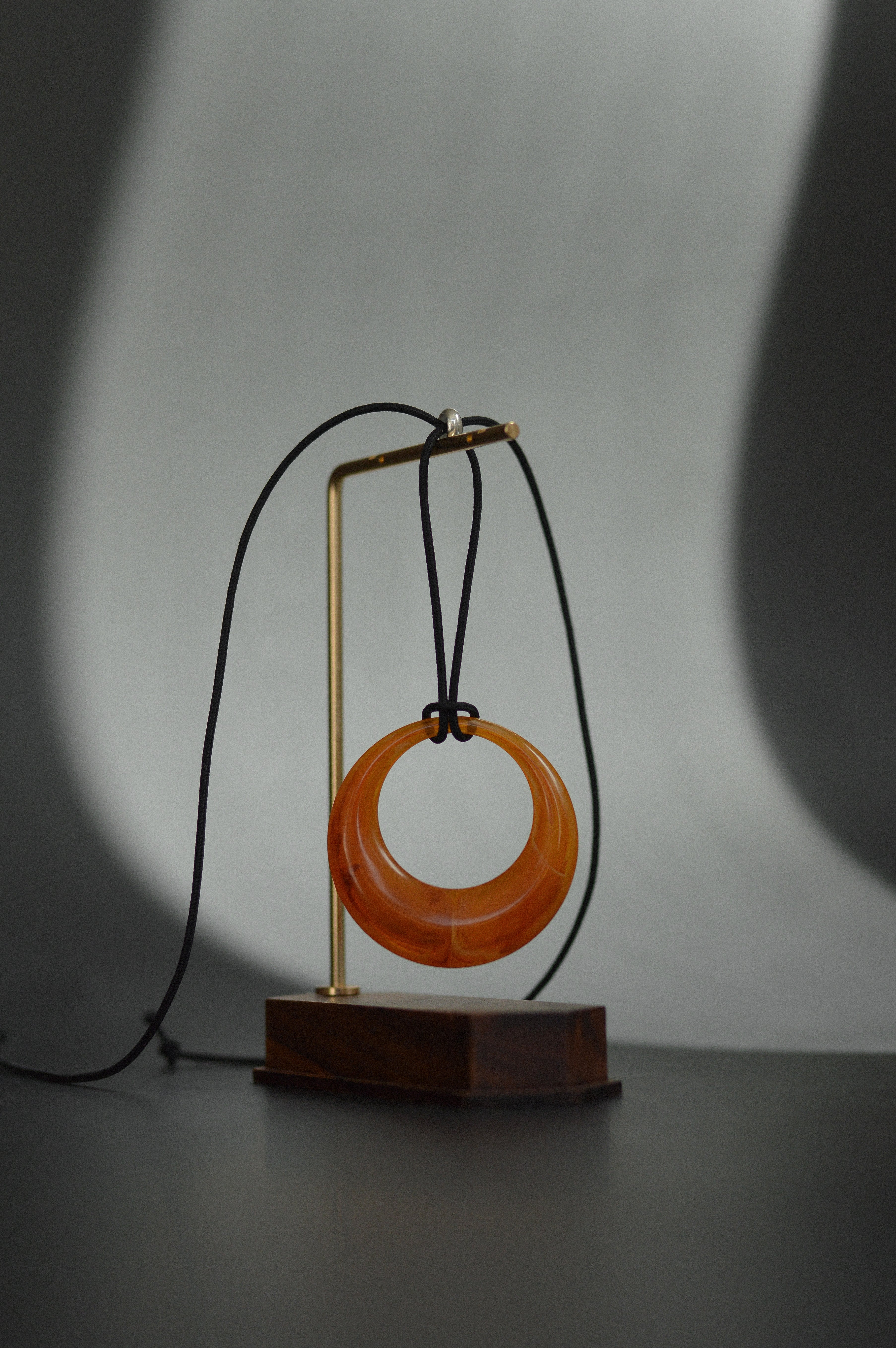 Orange Marbled Resin Pendant Necklace