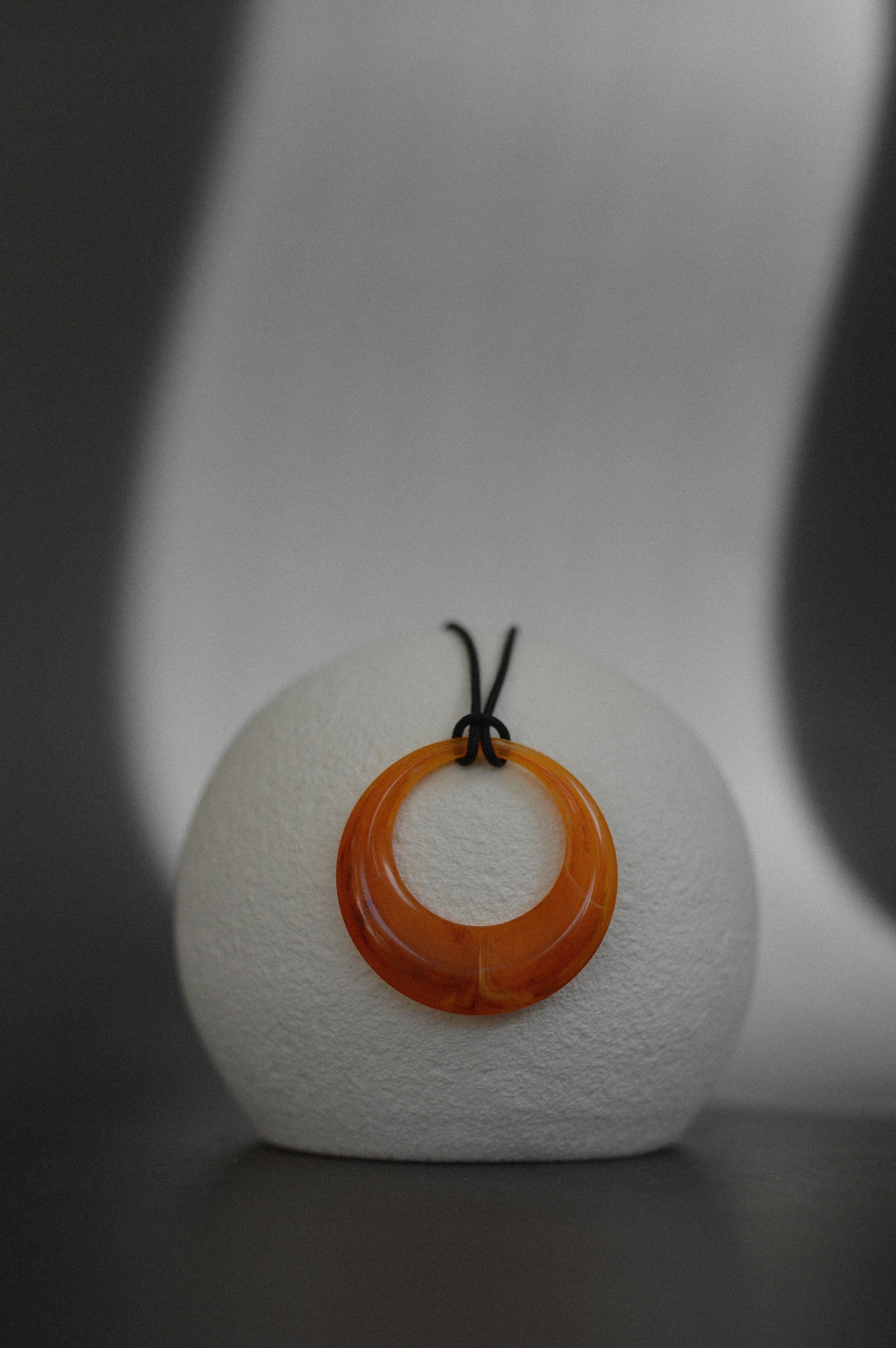 Orange Marbled Resin Pendant Necklace