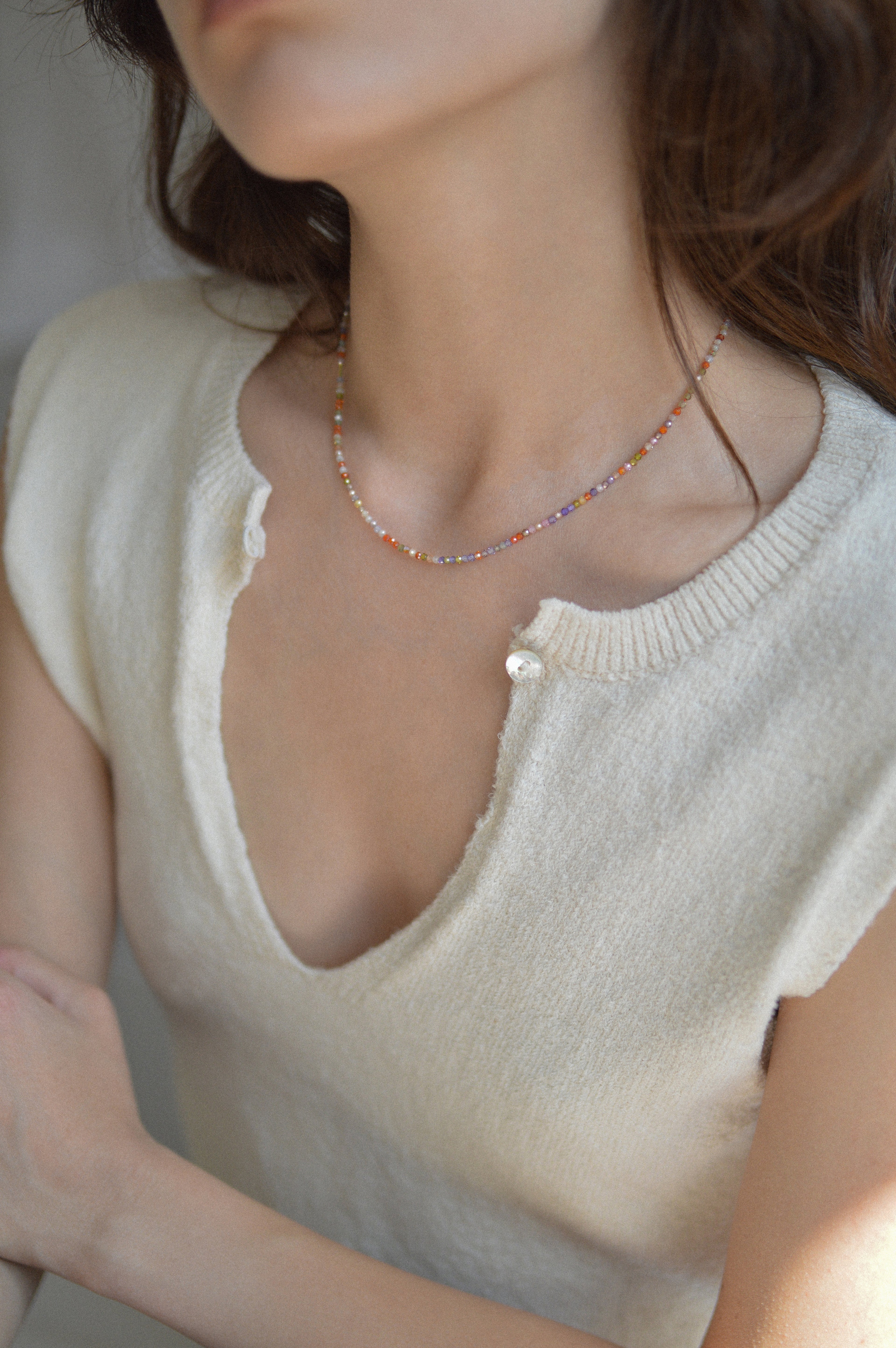 Multicolour Faceted Gemstone Bead Necklace