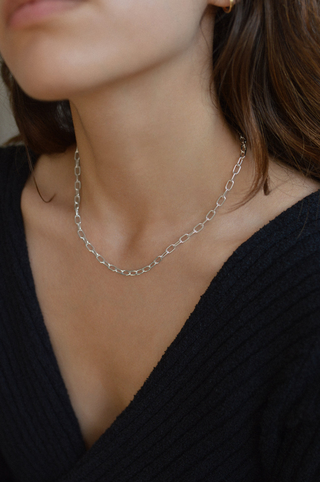 Chunky Paperclip Rectangle Necklace