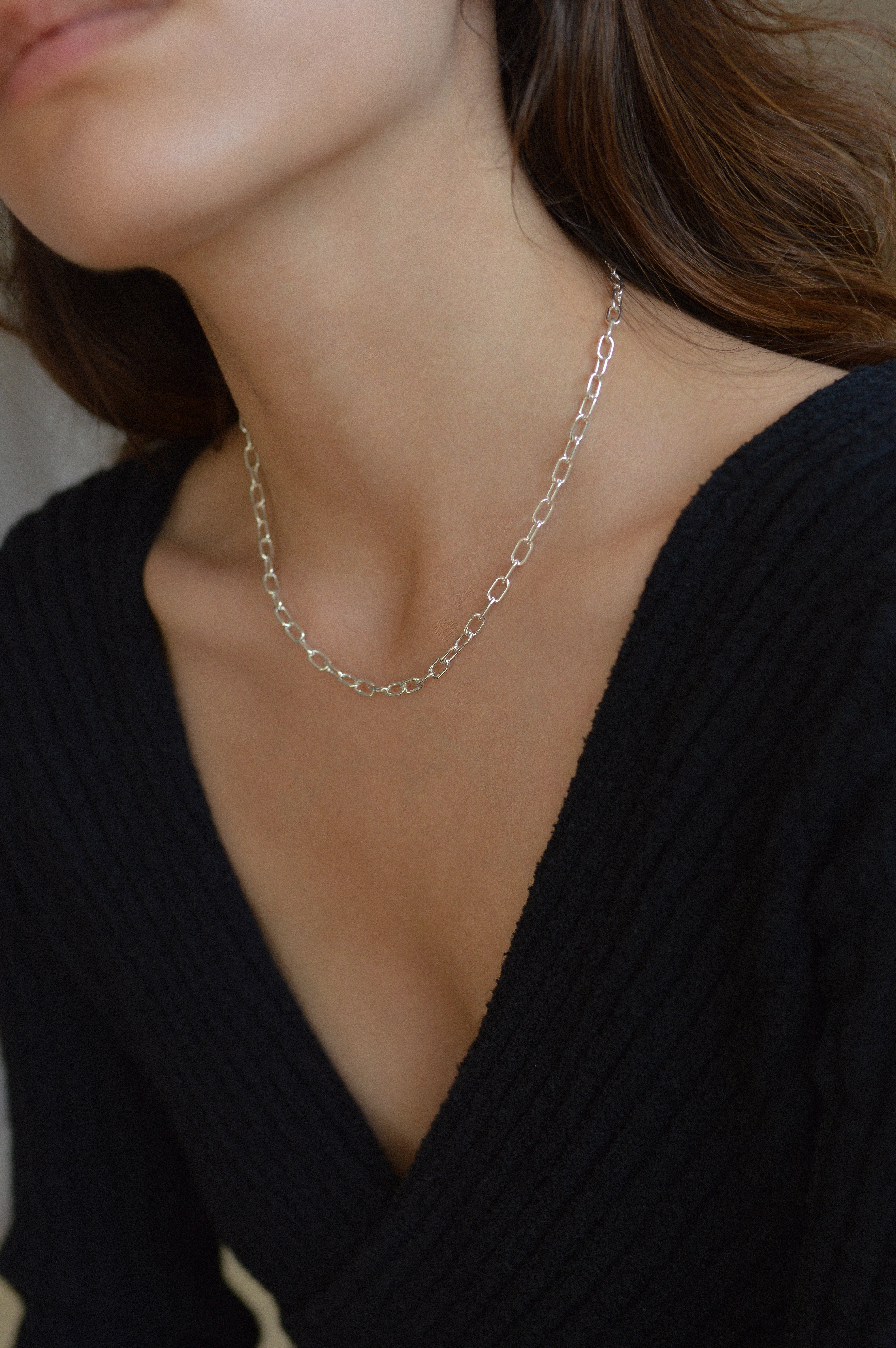 Chunky Paperclip Rectangle Necklace