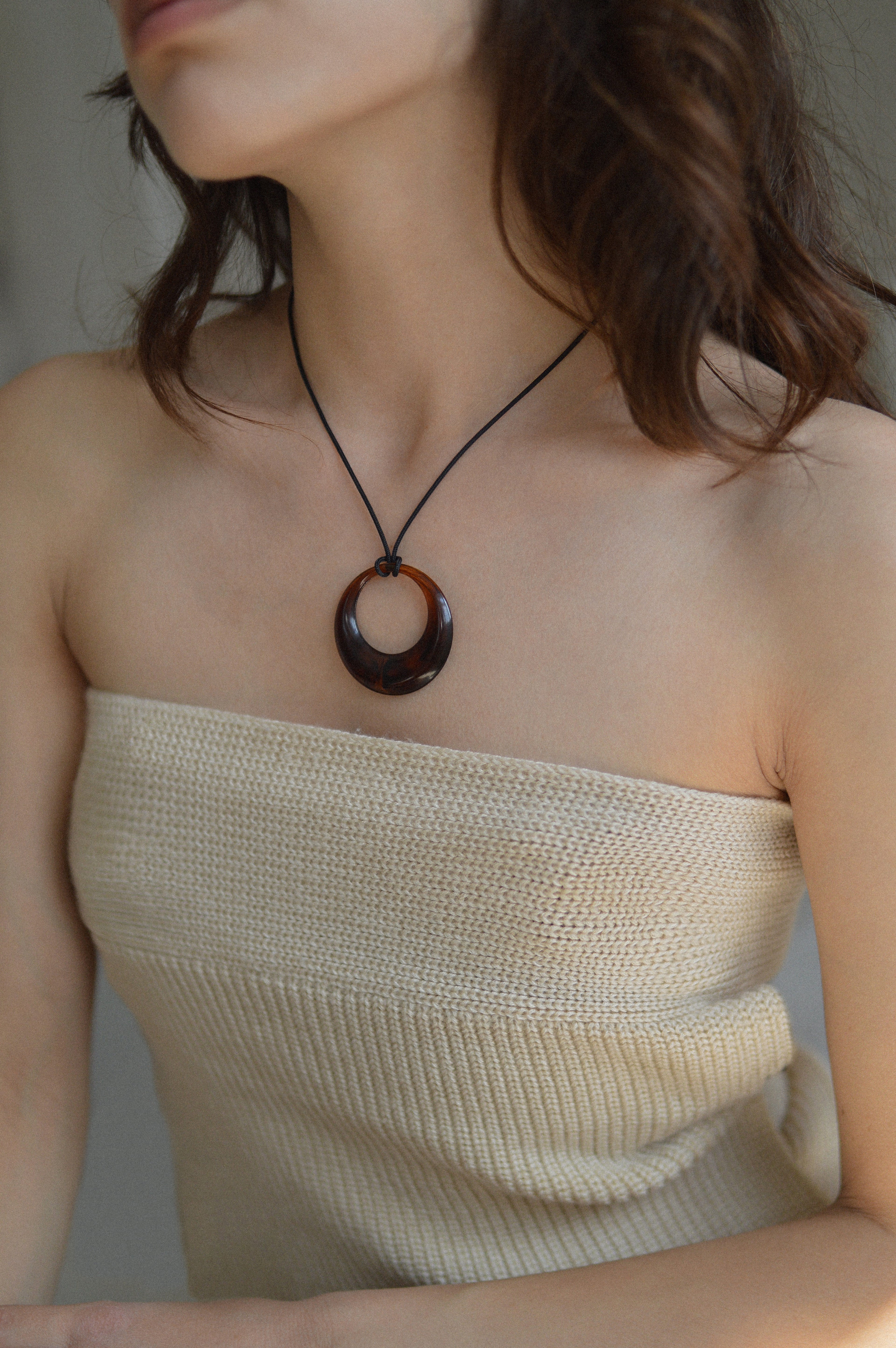 Brown Resin Pendant Necklace