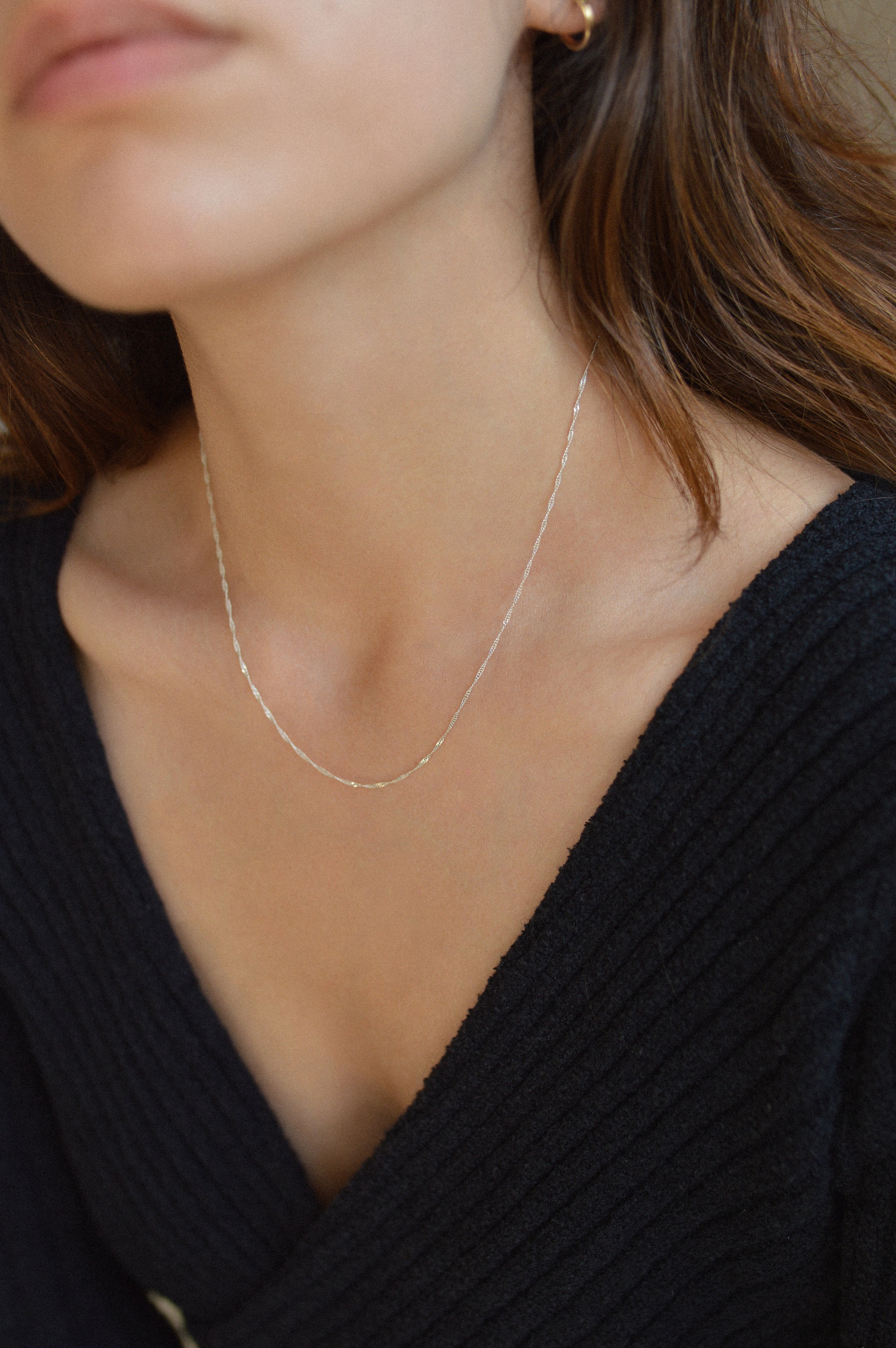 Dainty Thin Singapore Twist Chain Necklace