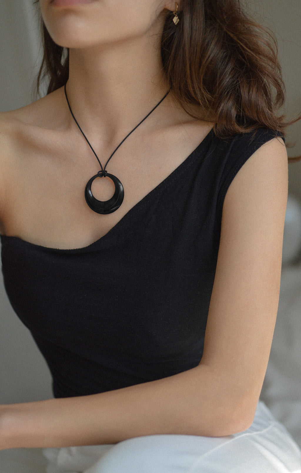 Black Resin Pendant Necklace