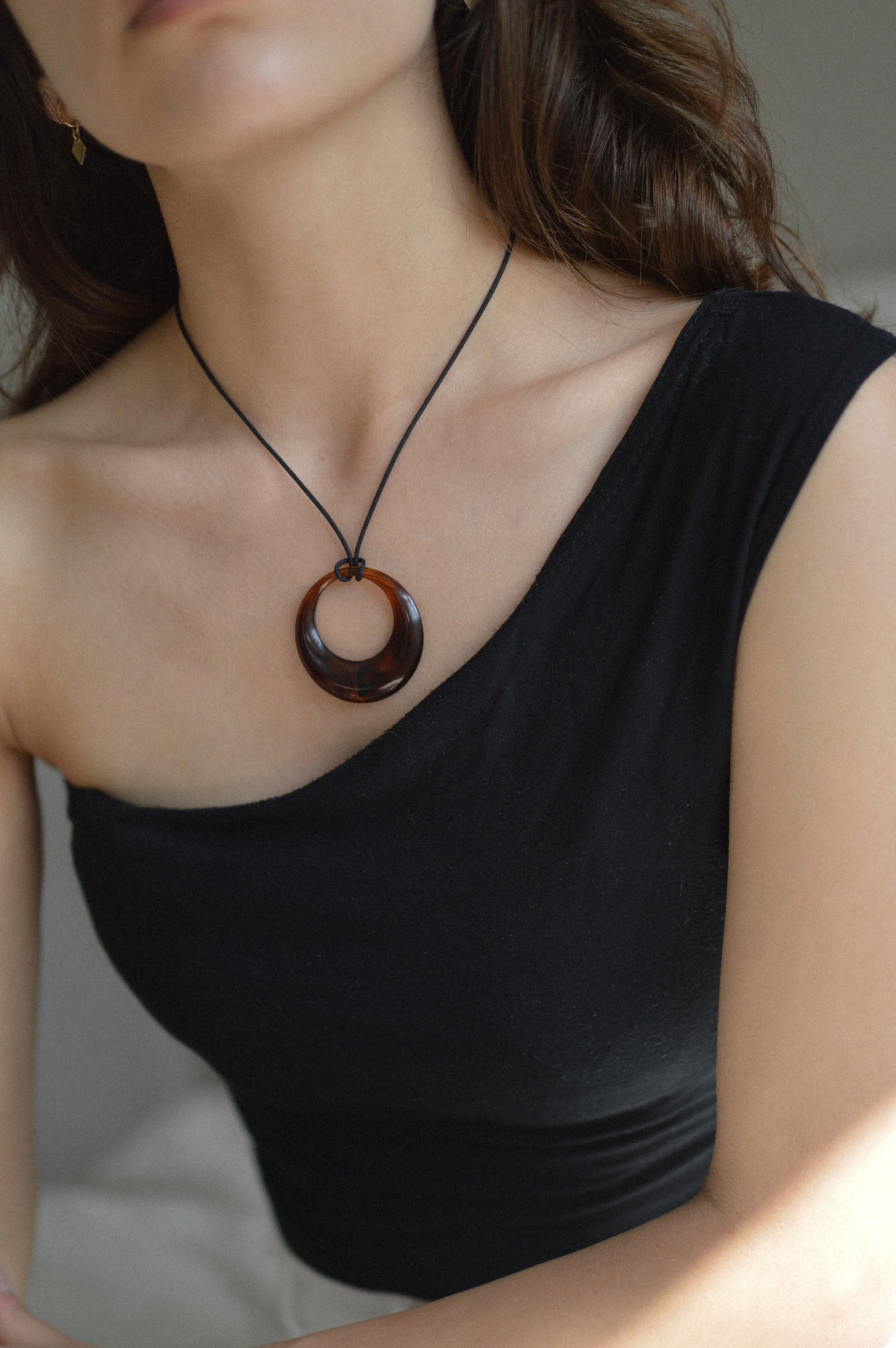Brown Resin Pendant Necklace