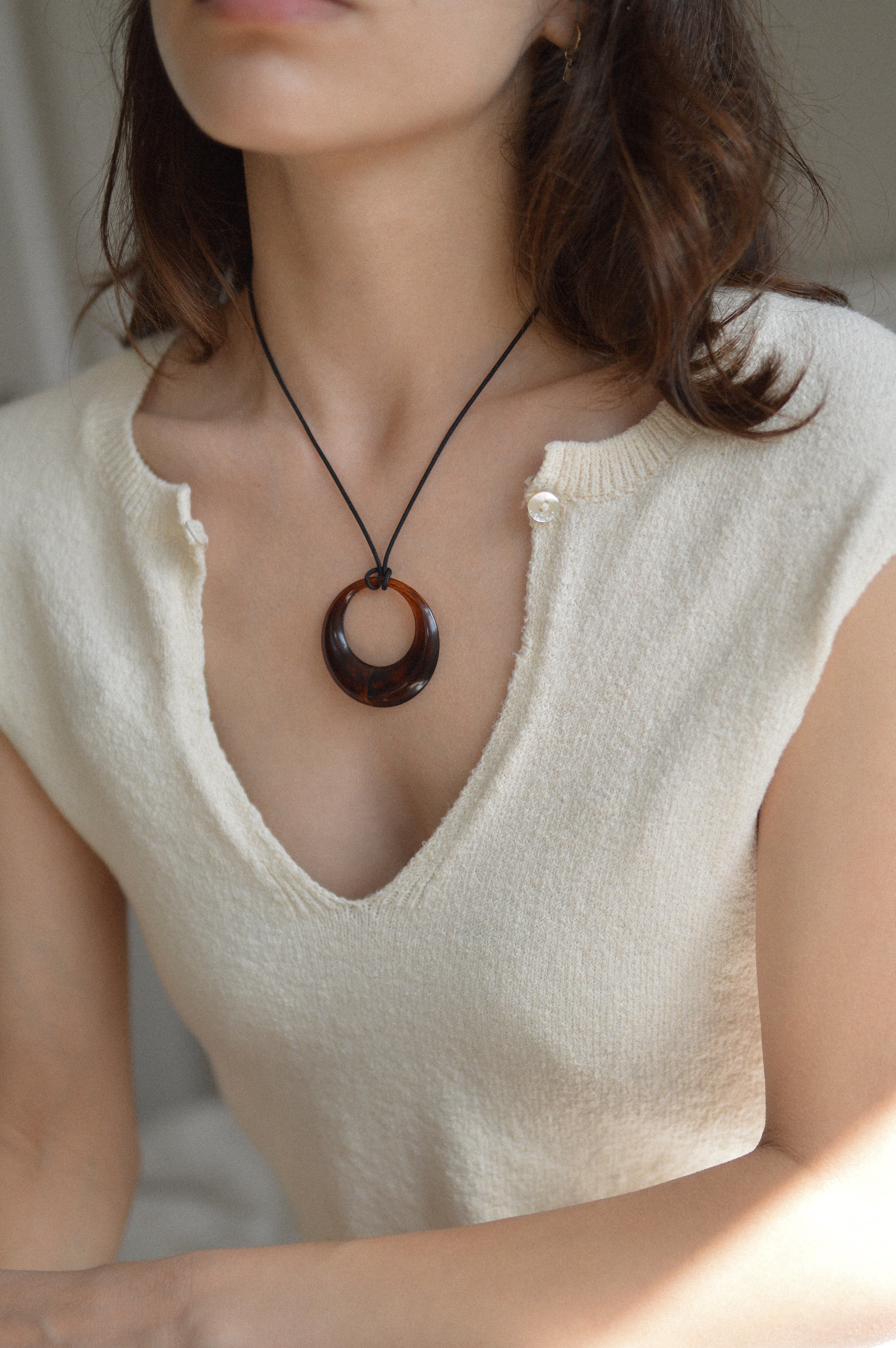 Brown Resin Pendant Necklace