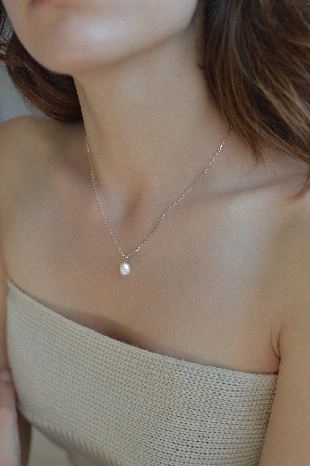 Pearl Box Chain Necklace