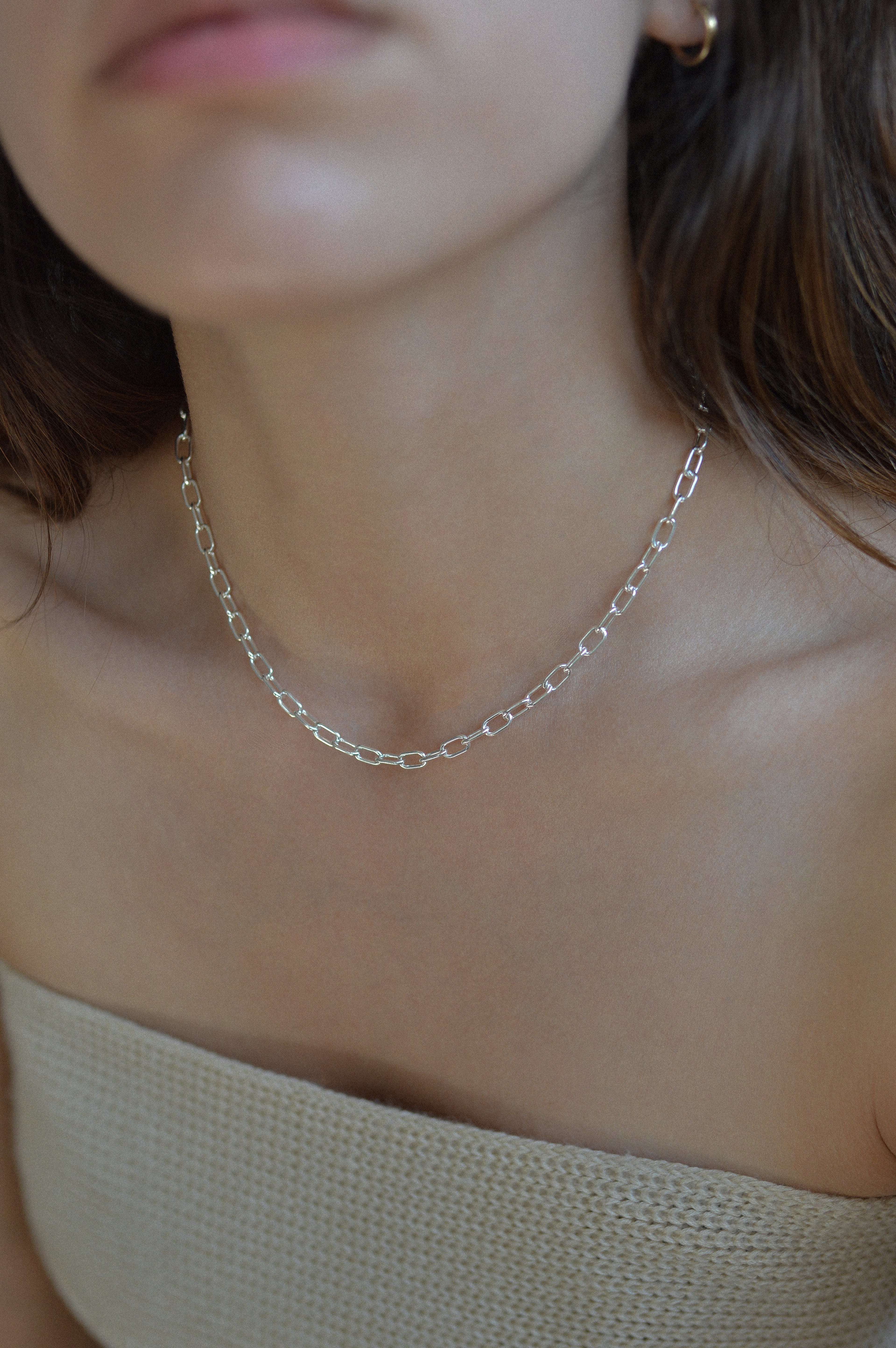 Chunky Paperclip Rectangle Necklace