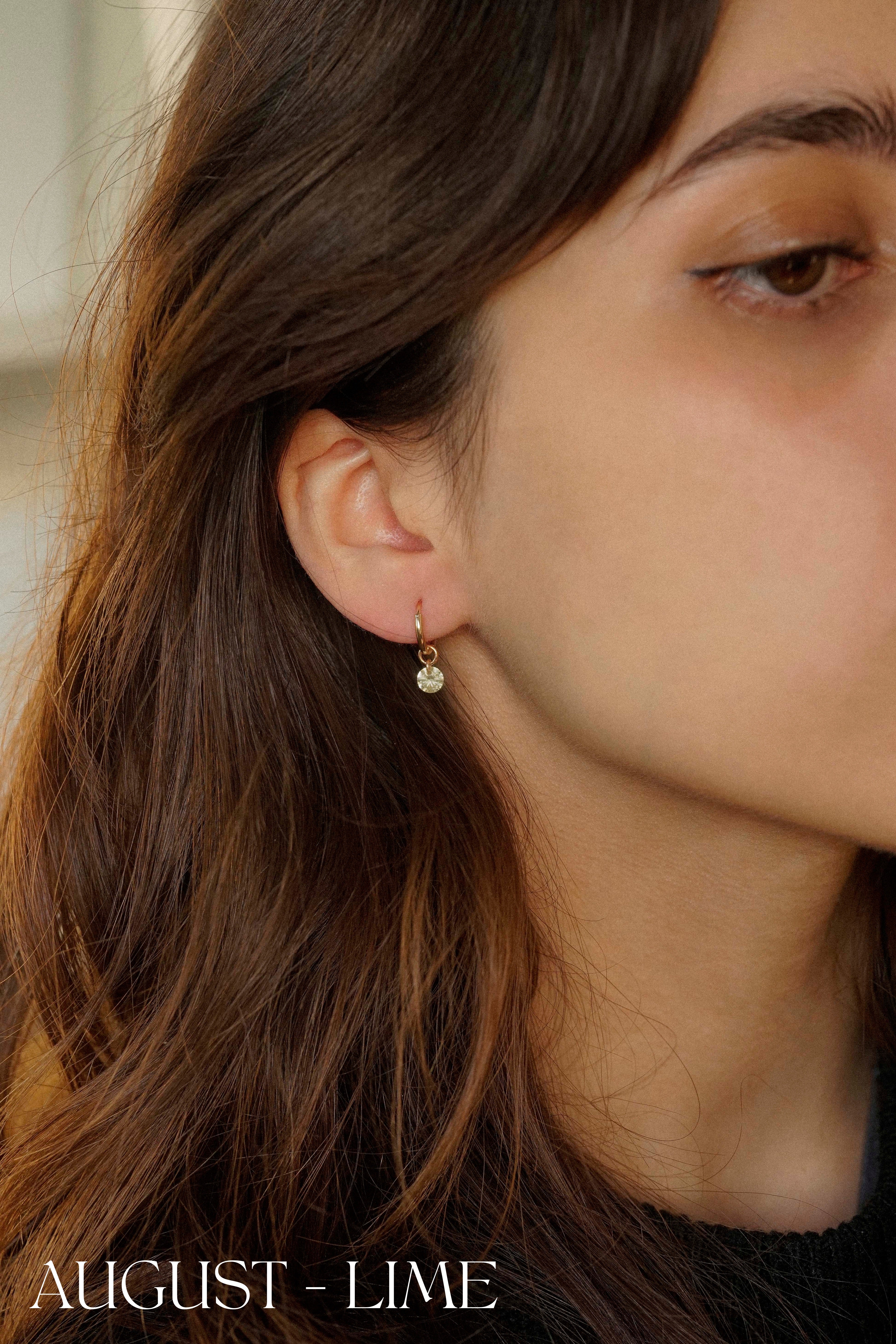 Birthstone Huggie Hoop Earrings