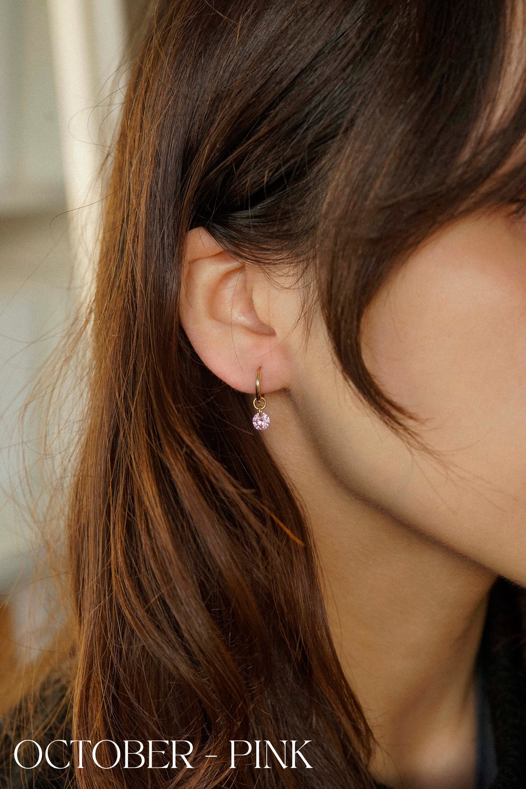 Birthstone Huggie Hoop Earrings