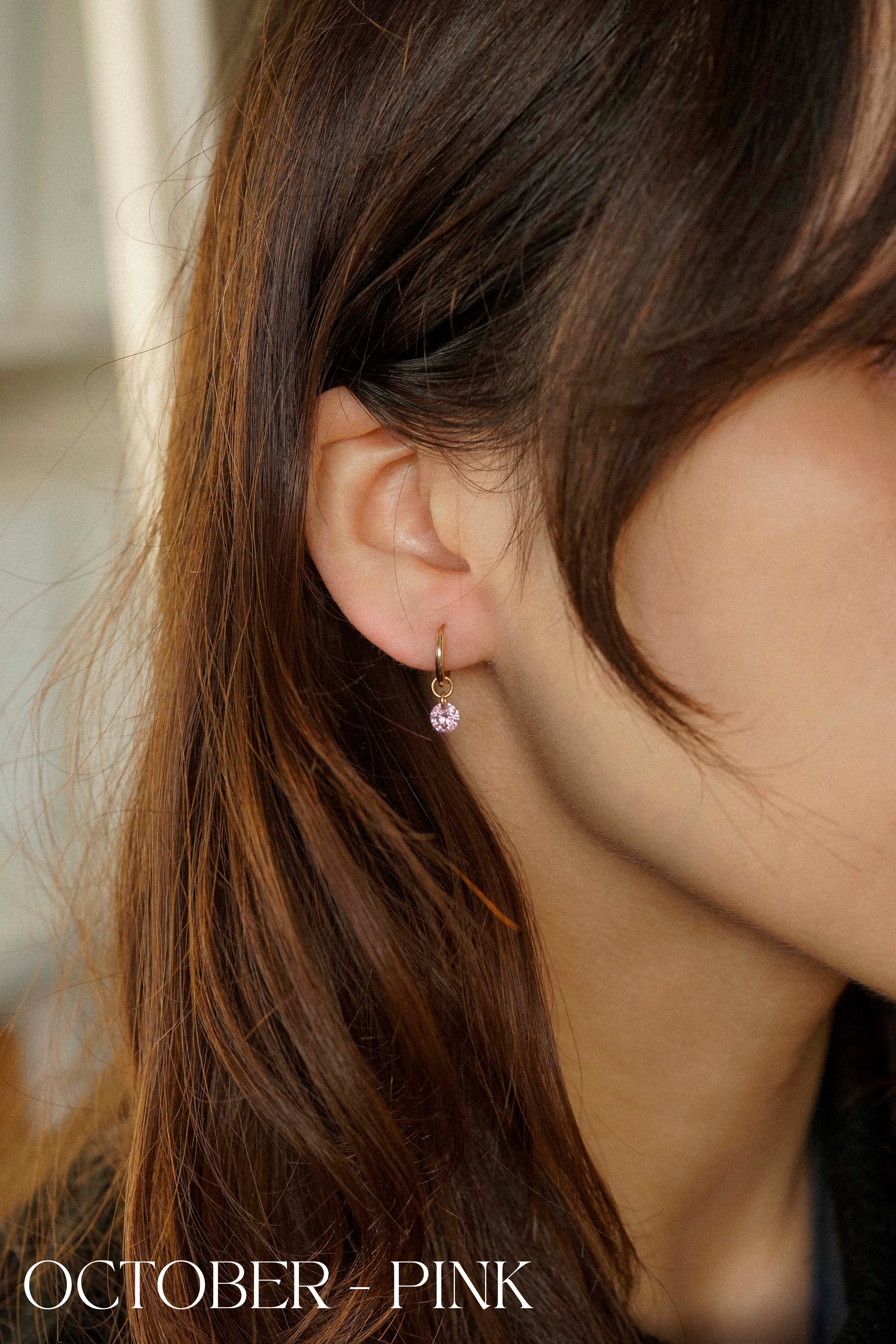 Birthstone Huggie Hoop Earrings