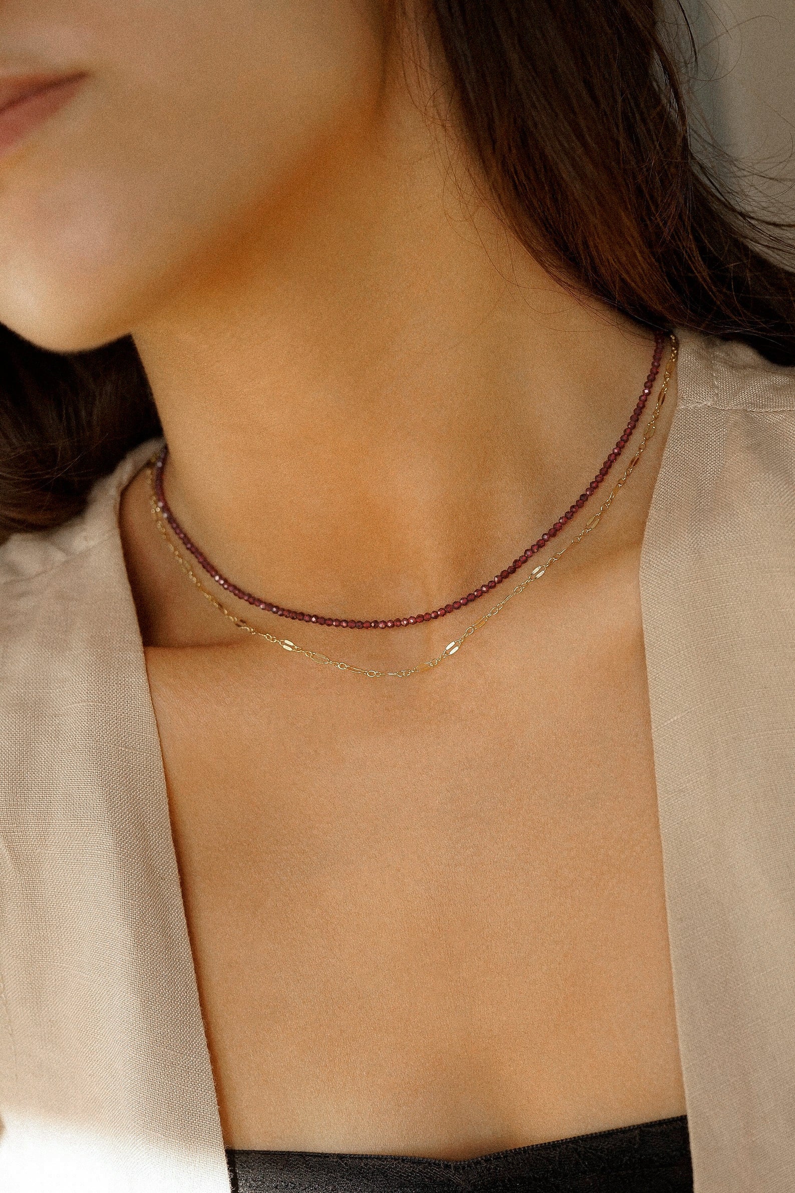 Red Faceted Beaded Necklace
